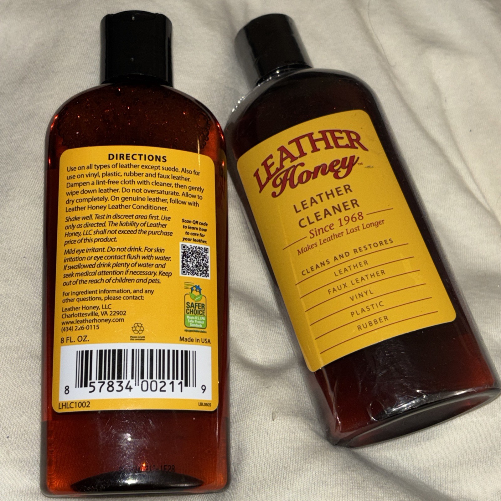 2 Leather Honey Leather Cleaner Non-Toxic 8FL OZ EACH NEW