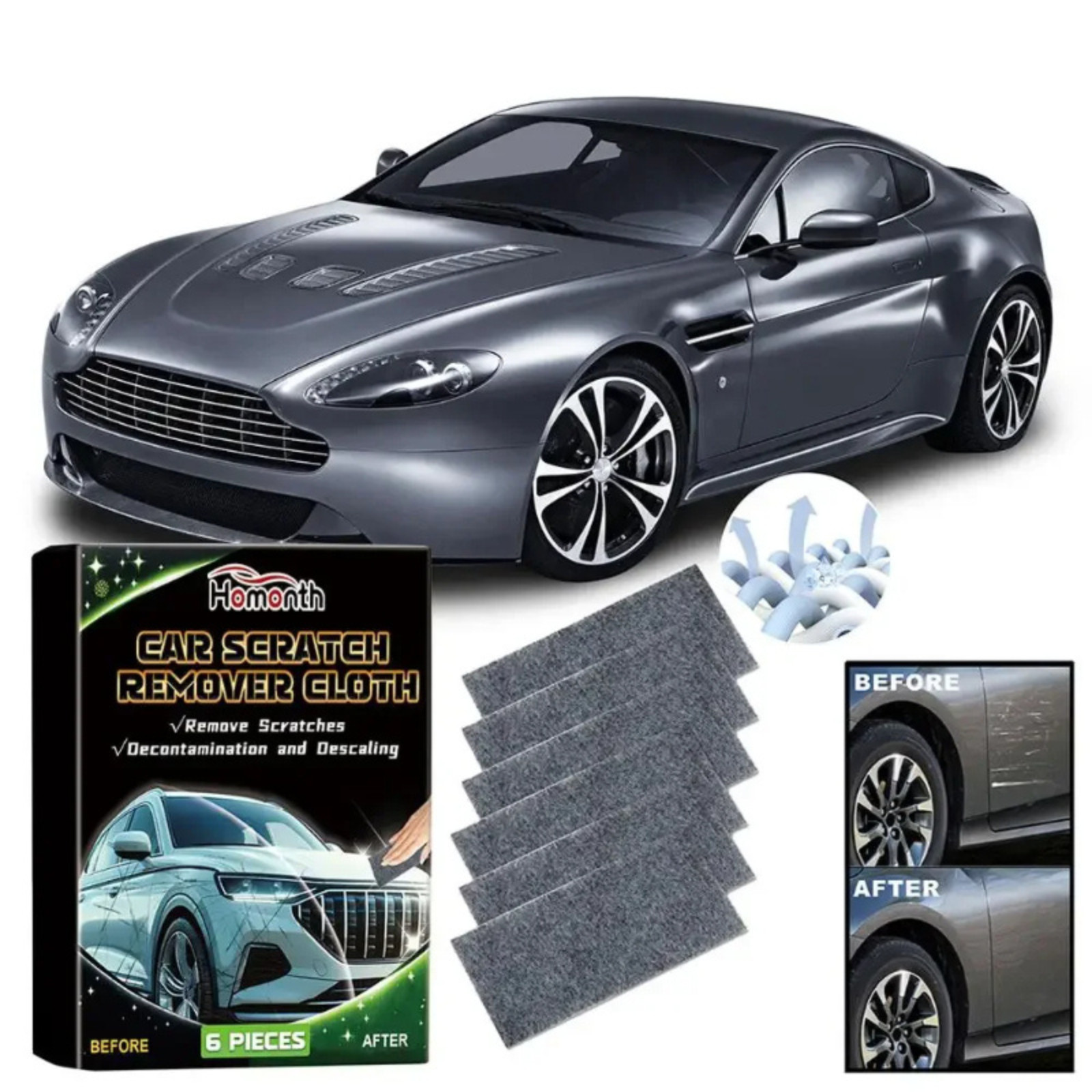 Nano Polix Car Scratch Remover Cloth 6 Packs – Auto Paint Scratch Repair Towel