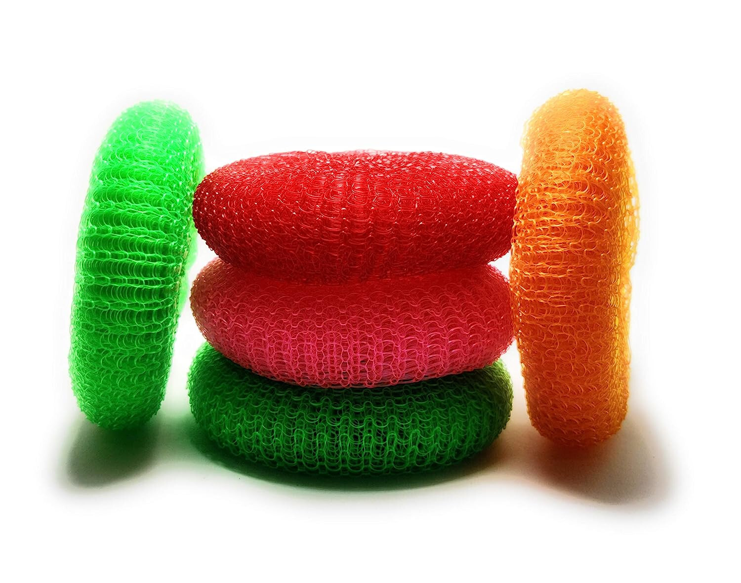 5X Plastic Round Nylon Scrubbers for Teflon pots & Pans – Cleans up Big Messes