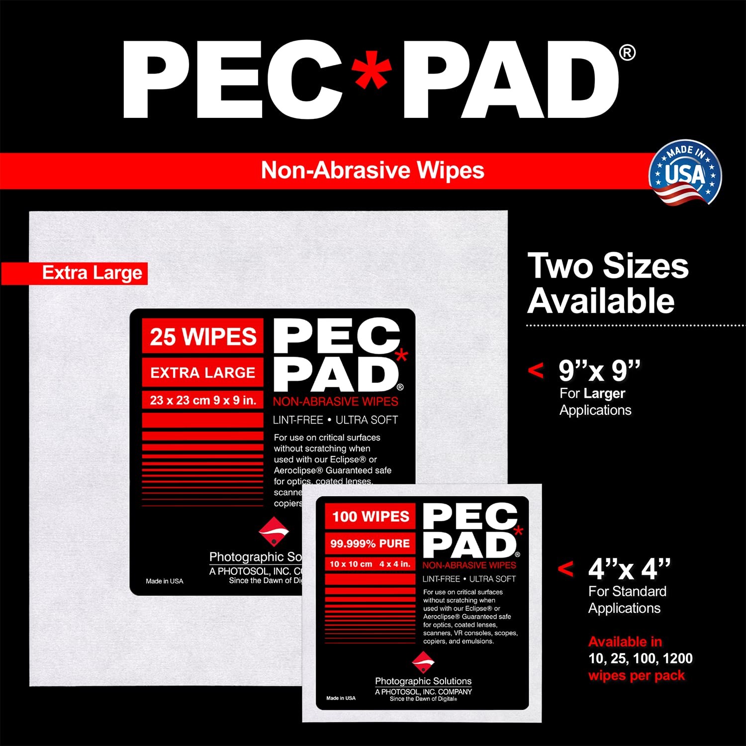 PEC12 Photographic Emulsion Cleaner Kit and PECPAD Lint Free NonAbrasive Wipe…