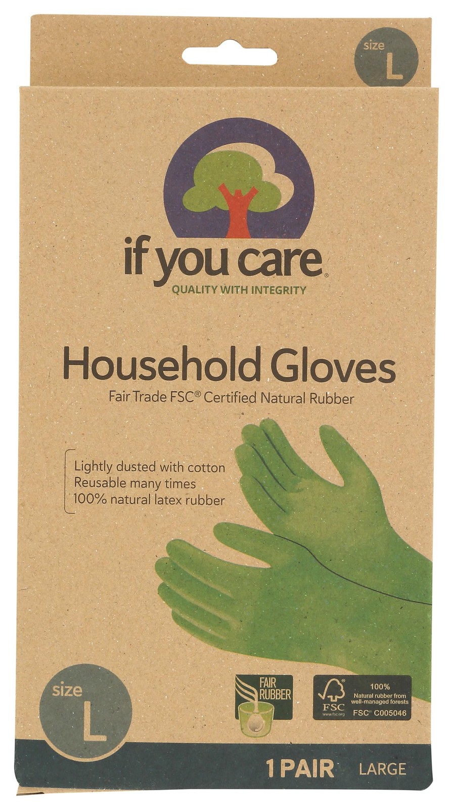 If You Care Latex Gloves, Large – 1 Pair (Pack of 1 Count 1), Green