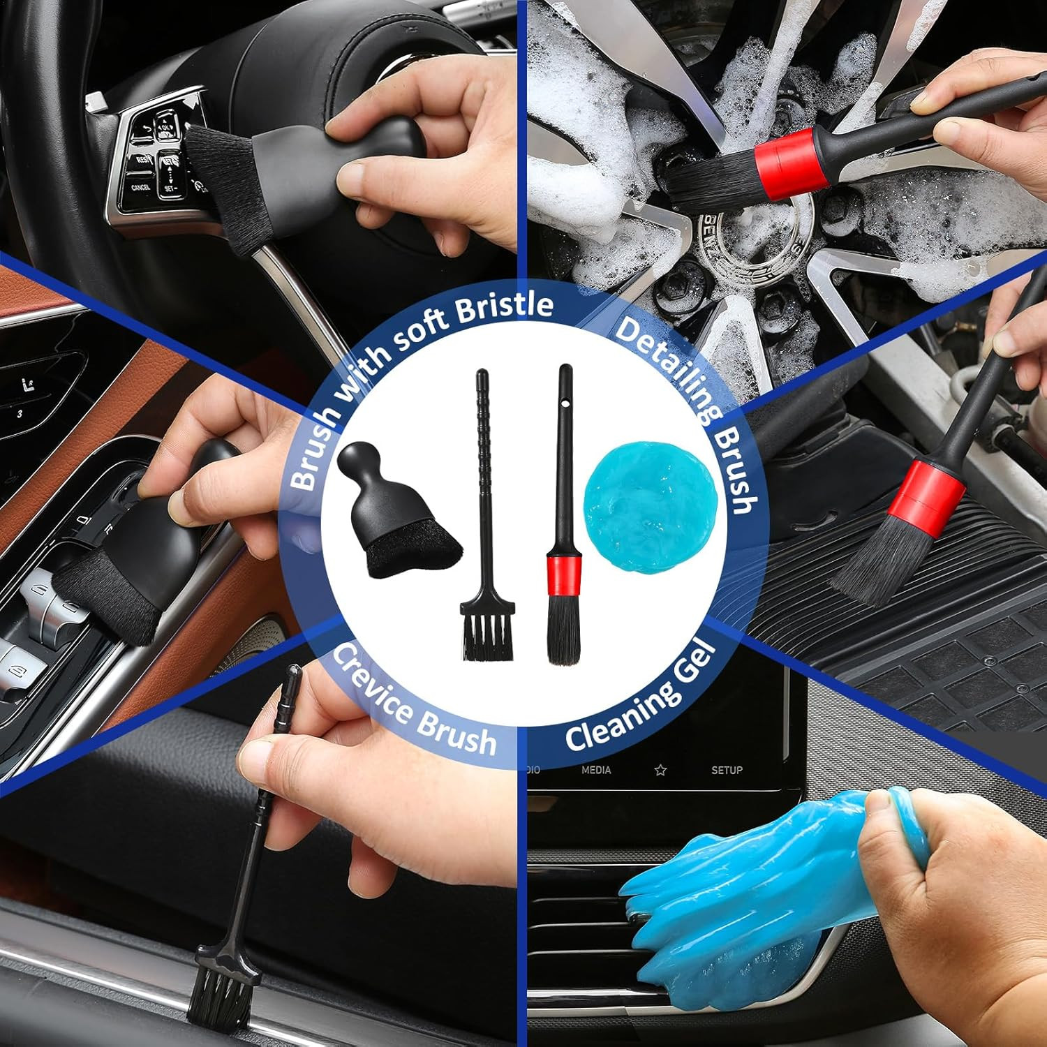 Qydipclin 10Pcs Windshield Cleaner Tool, Car Window Cleaning Wash Kit with 4 Reu