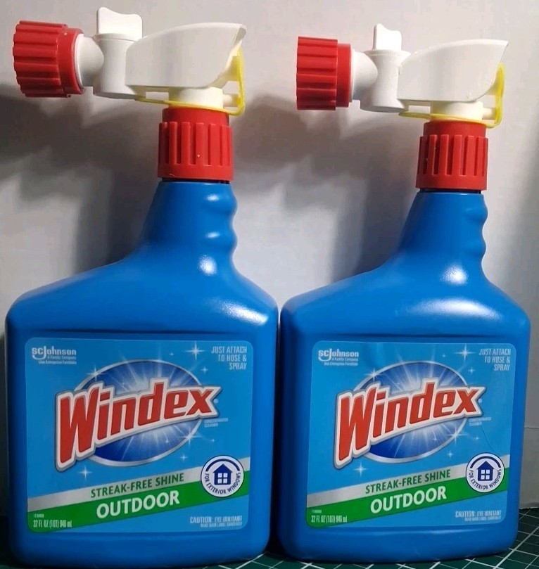 2 Pack Streak-Free Shine ***WINDEX OUTDOOR Concentrated WINDOW CLEANER 32oz Each