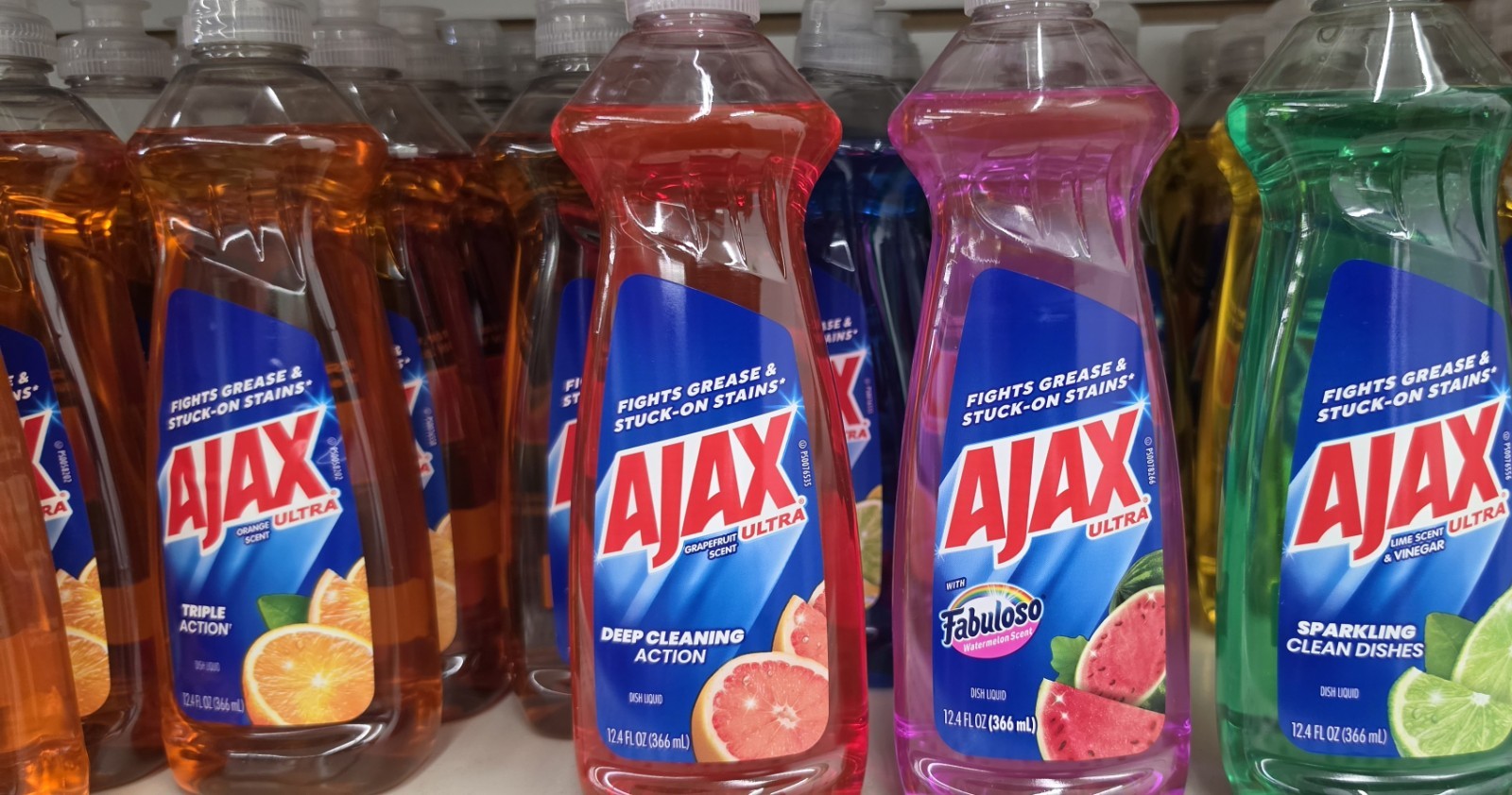Ajax Ultra Grease Fighting Deep Cleaning Dish Liquid, Grapefruit, 12.4 fl oz (3)