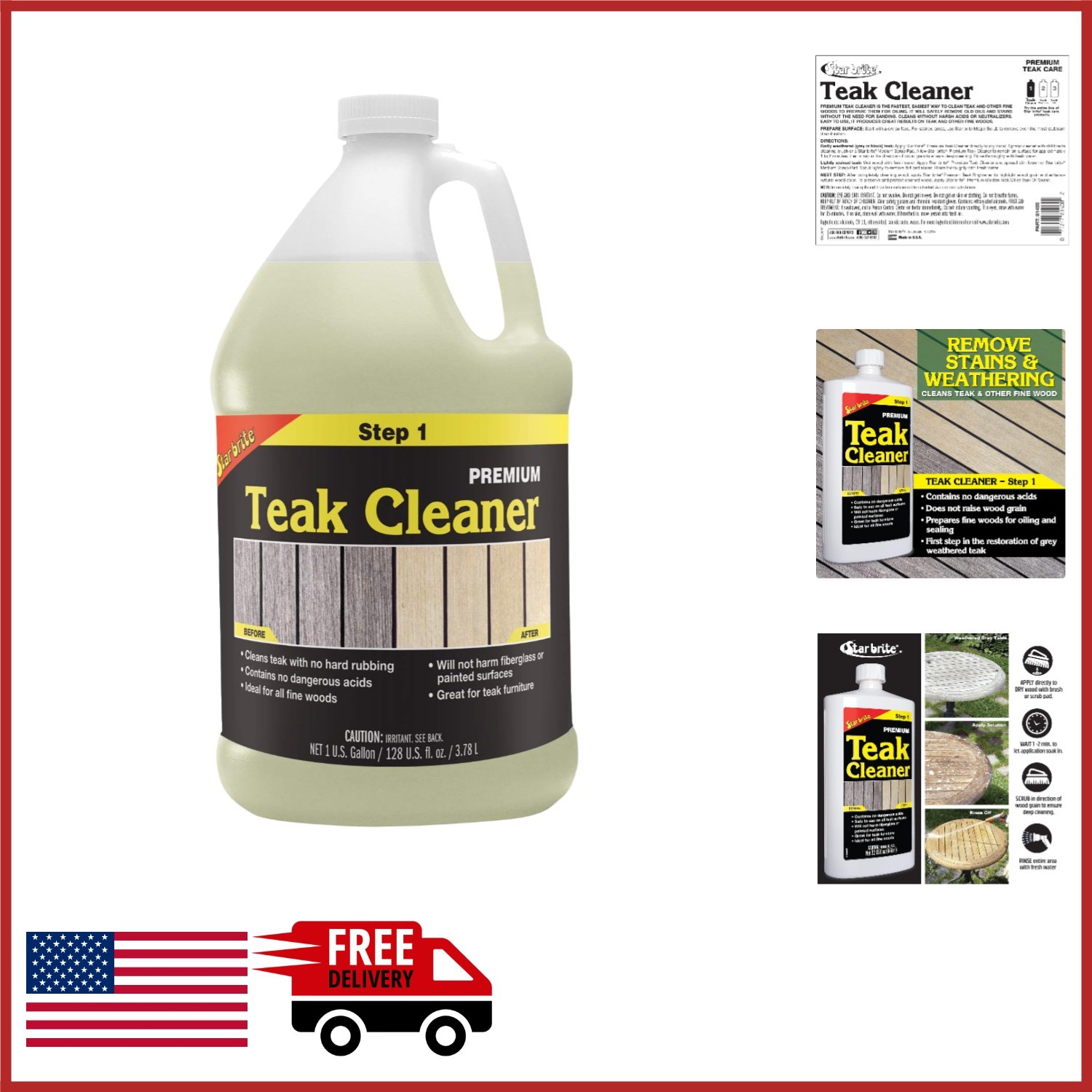 Teak Cleaner 128 Fl Oz for Restoring Weathered Teak Furniture