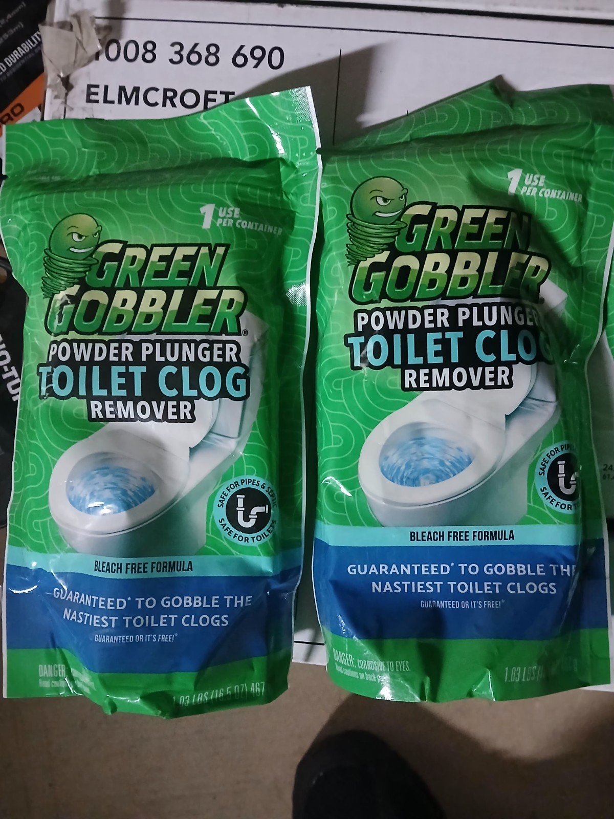 Green Gobbler Powder Plunger Toilet Clog Remover, 2-Pack, Net WT 16.5 oz