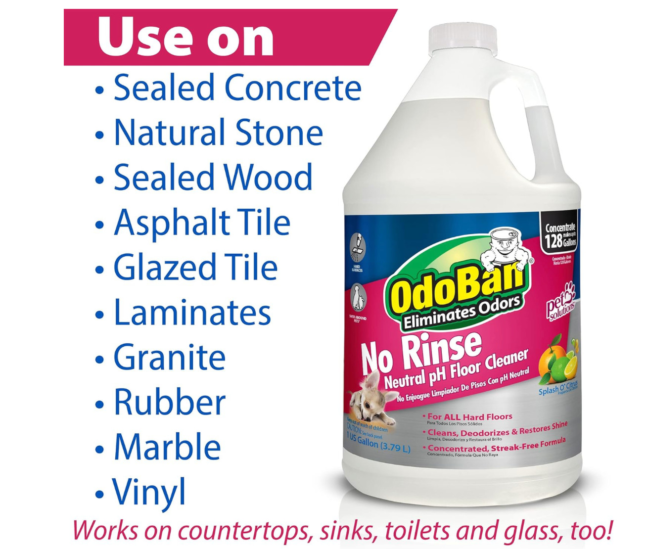 OdoBan Pet Solutions No Rinse Neutral pH Floor Cleaner 1 Gallon