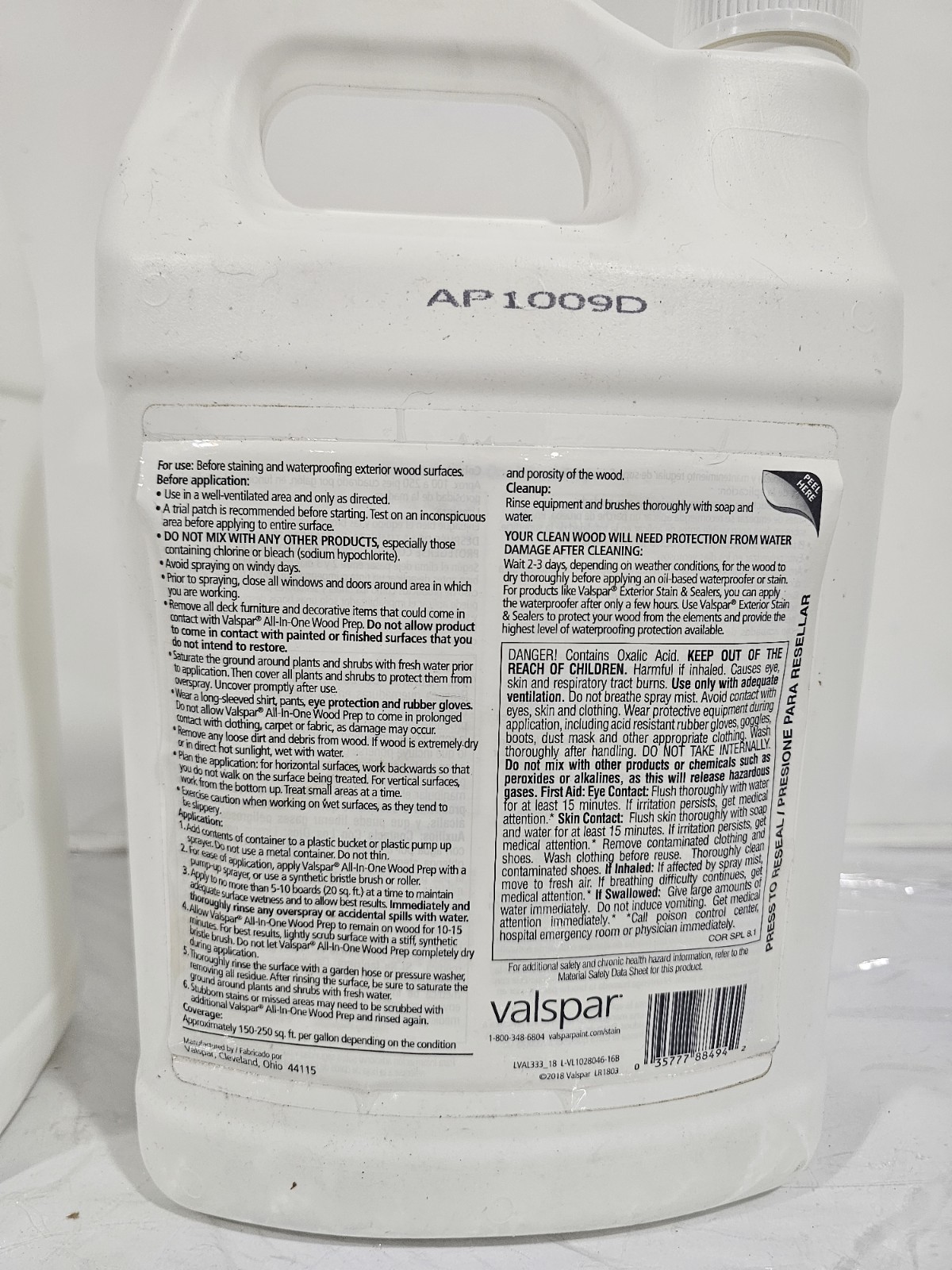 Valspar Wood Prep Deck Cleaner 128oz (2 Pack) Removes Stain Mildew Fence Patio