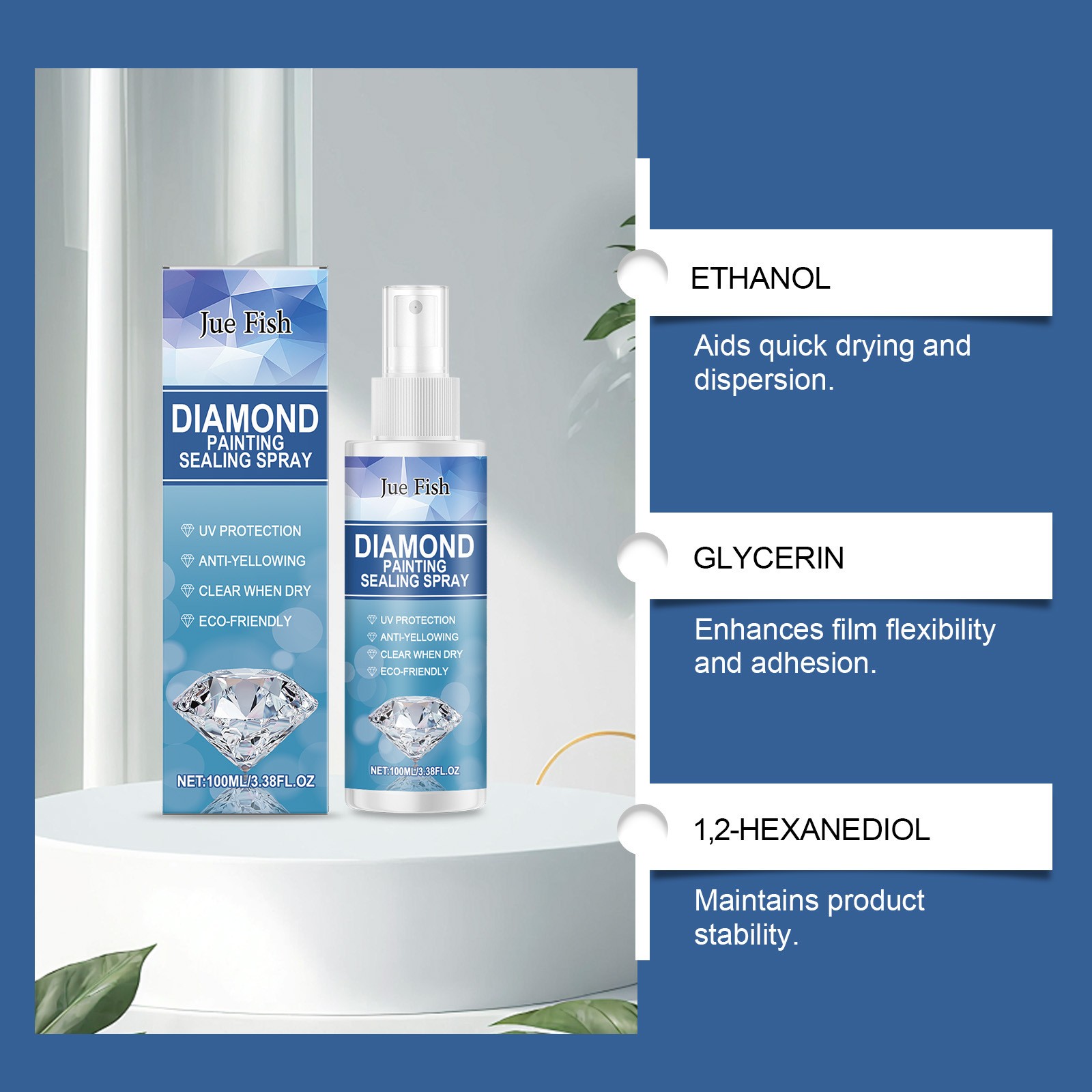 100ml Diamond Art Sealer Spray Quick-Drying Permanent Glue for 5D Painting Shine