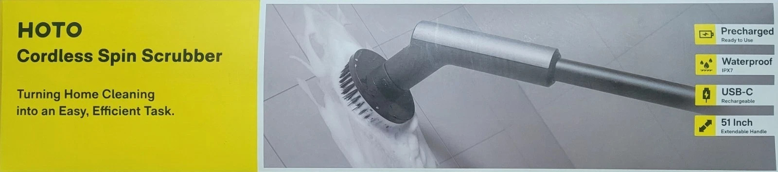 HOTO Cordless Spin Scrubbers six brush heads IPX7 waterproof