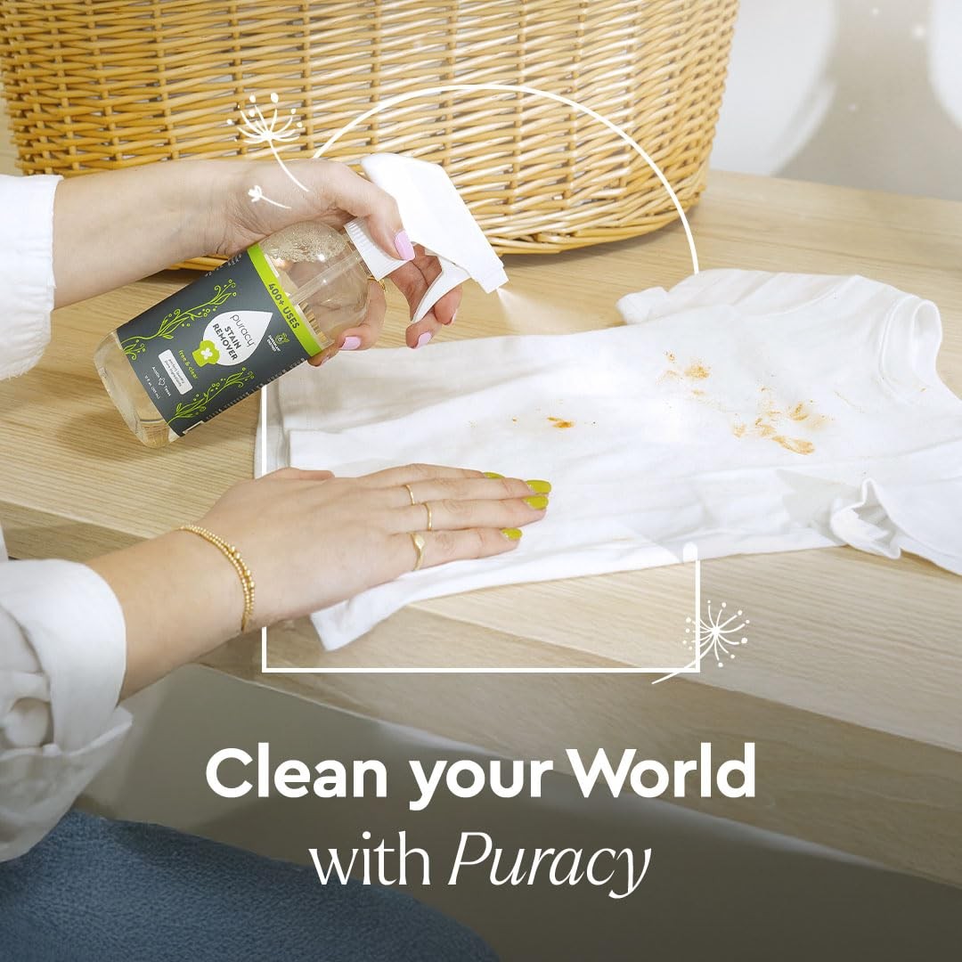 Puracy Stain Remover Spray, Natural Travel and Laundry Stain Cleaner for