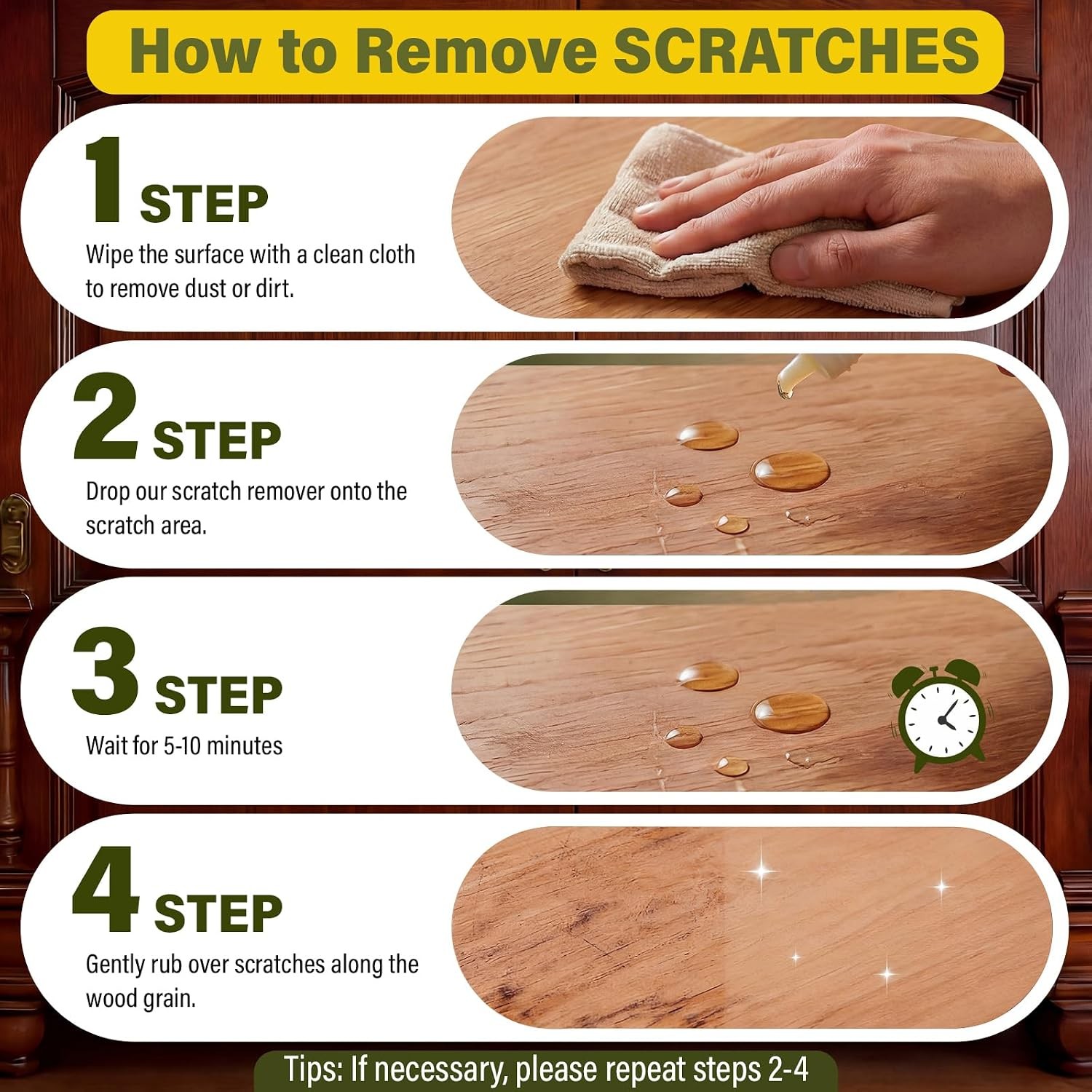 Wood Furniture & Floor Scratch Remover Repair Kit 12 PCS Professional Hardwood
