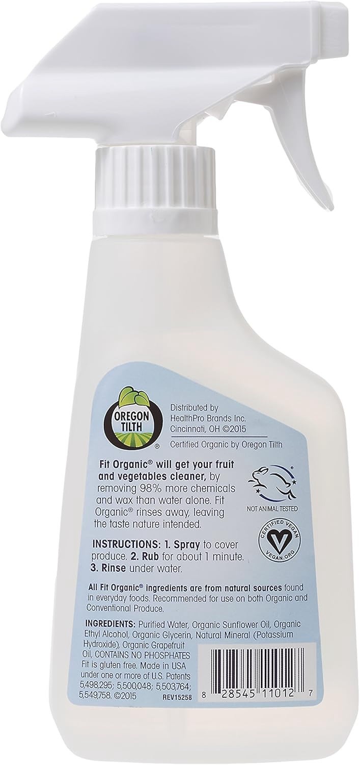 FIT Organic Fruit & Vegetable Wash Spray Bottle 12 Fl Oz 14 Pack