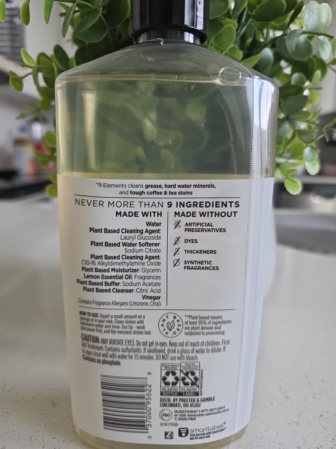9 Elements Liquid Dish Soap, Lemon Scent, 16 Ounces