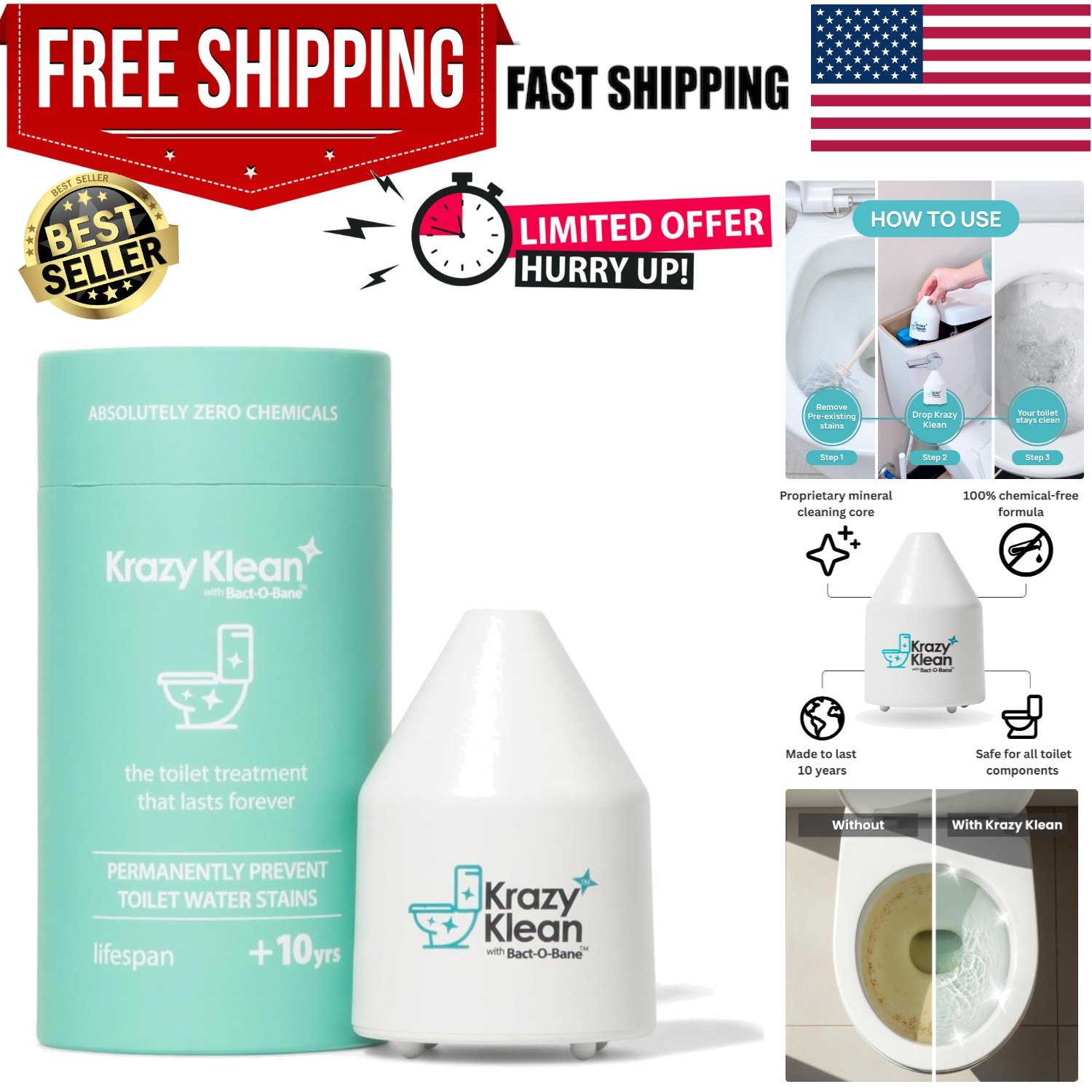 Pro Toilet Cleaner, Household Cleaning Solution, Natural Long Lasting Toilet …