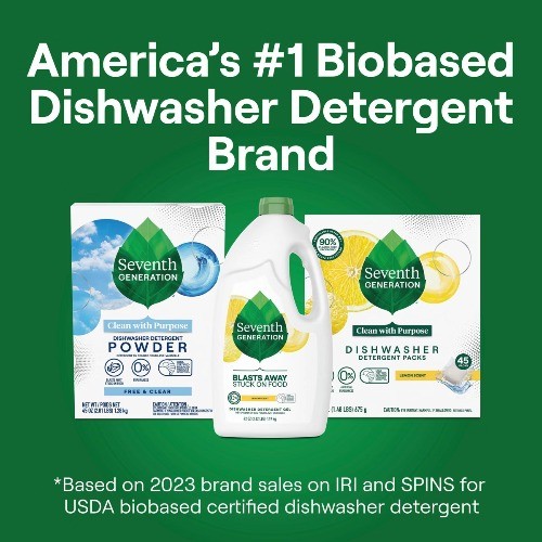 Seventh Generation Lemon Dishwasher Detergent Gel 70oz Naturally Derived Dye