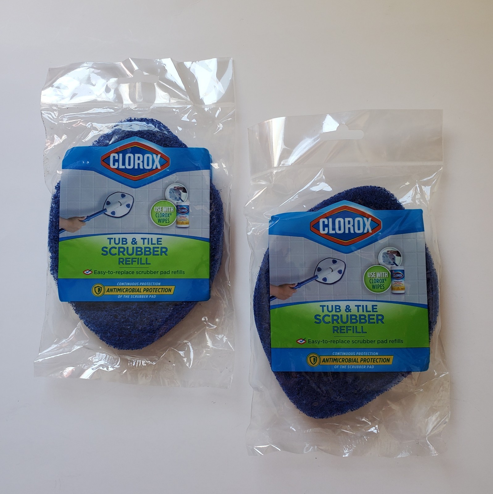 Lot Of 2 Packs Clorox Tub & Tile Scrubber Refill Pads Antimicrobial Protection