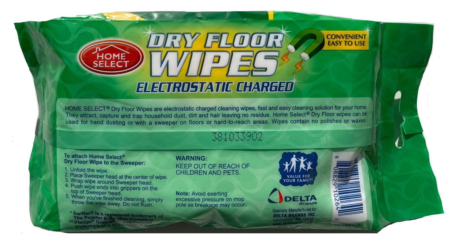 Home Select Dry Floor Wipes Sweeping Mop Refills 20-Count