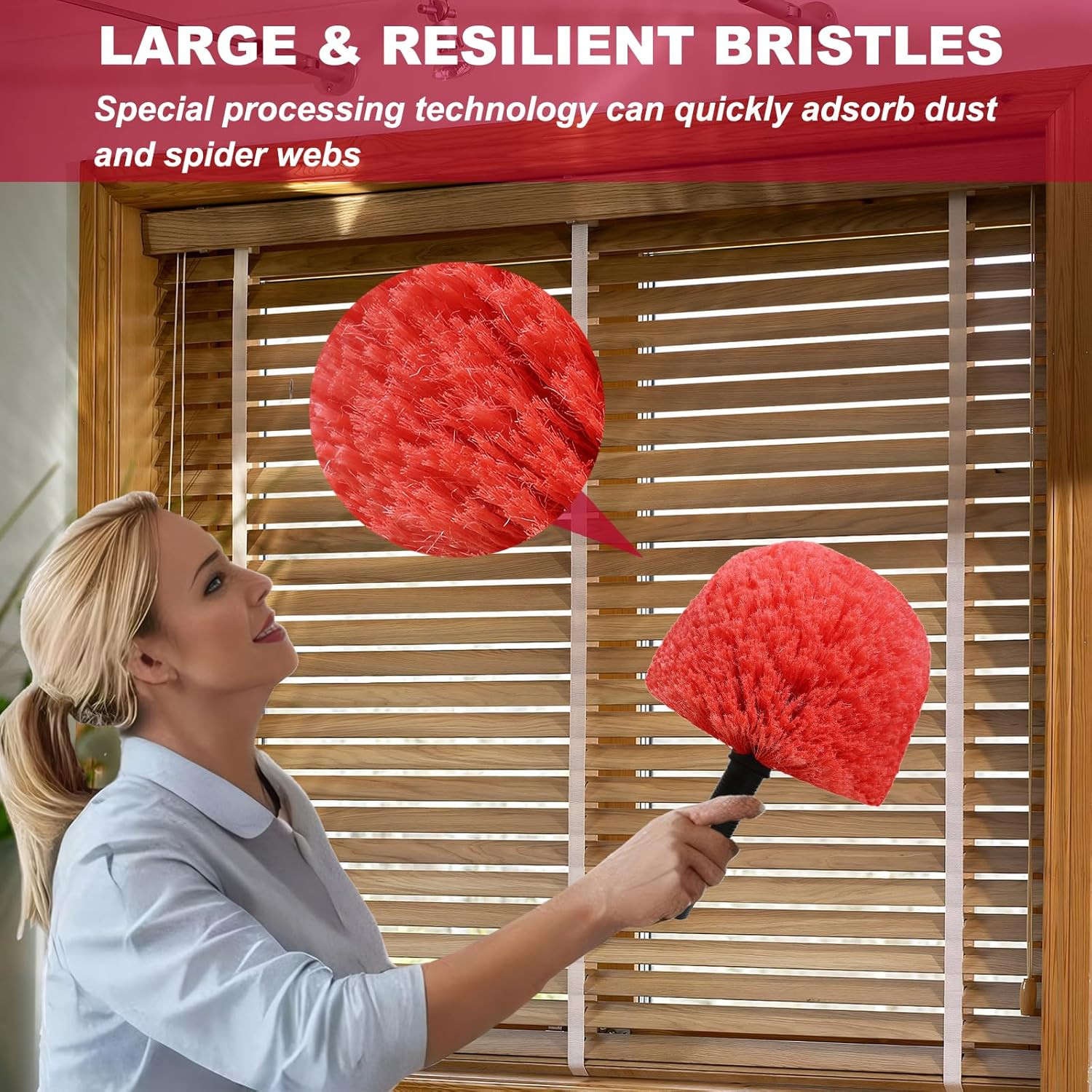 2 Pack Twist-On Cobweb Duster Head Brush – Indoor & Outdoor Spider Web Cleaning