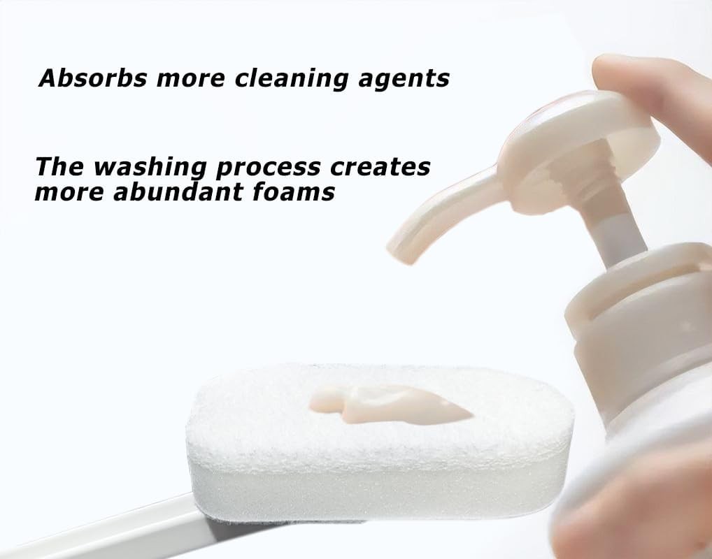 Extended Handle Sponge Scrubber with Integrated Scouring Pads: Ultimate Kitchen,