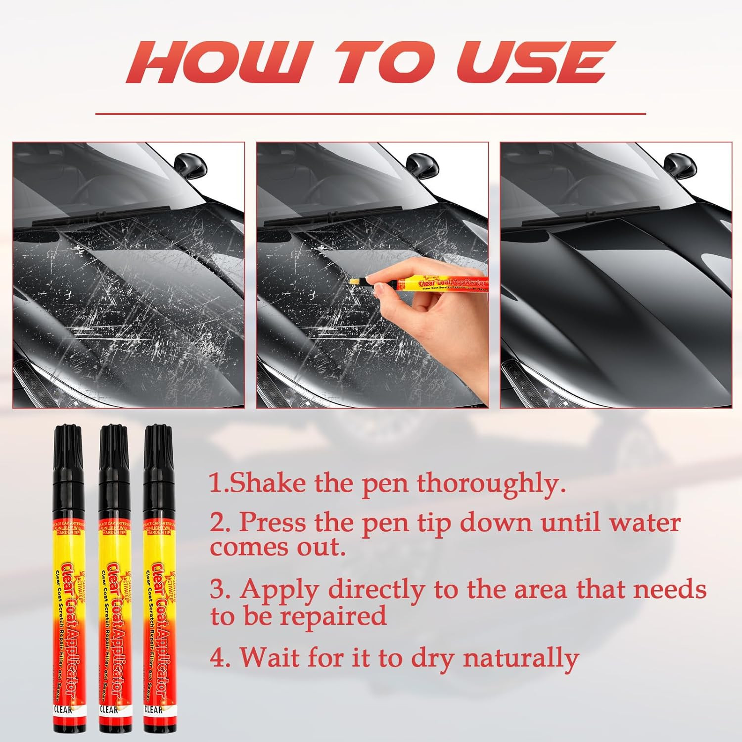 3PCS Vitanst Clearfix Scratch Remover, Magic Car Scratch Removal Pen, Auto Pa…