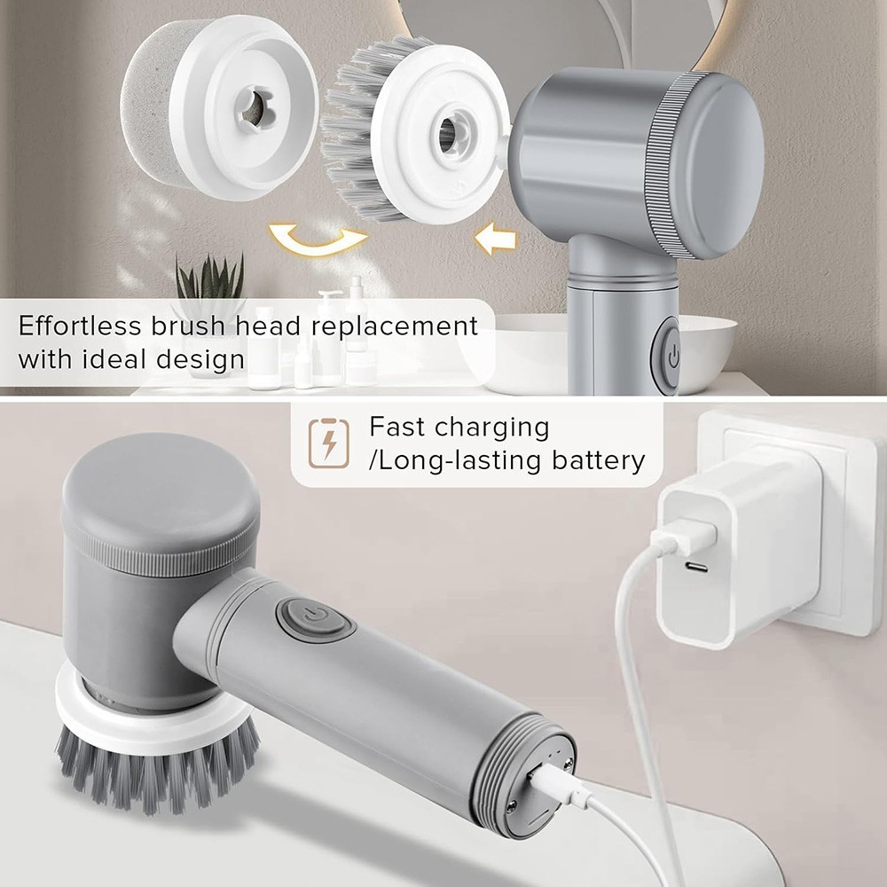 Electric Spin Scrubber Cordless Cleaning Brush with 6 Brush Heads Rechargeable