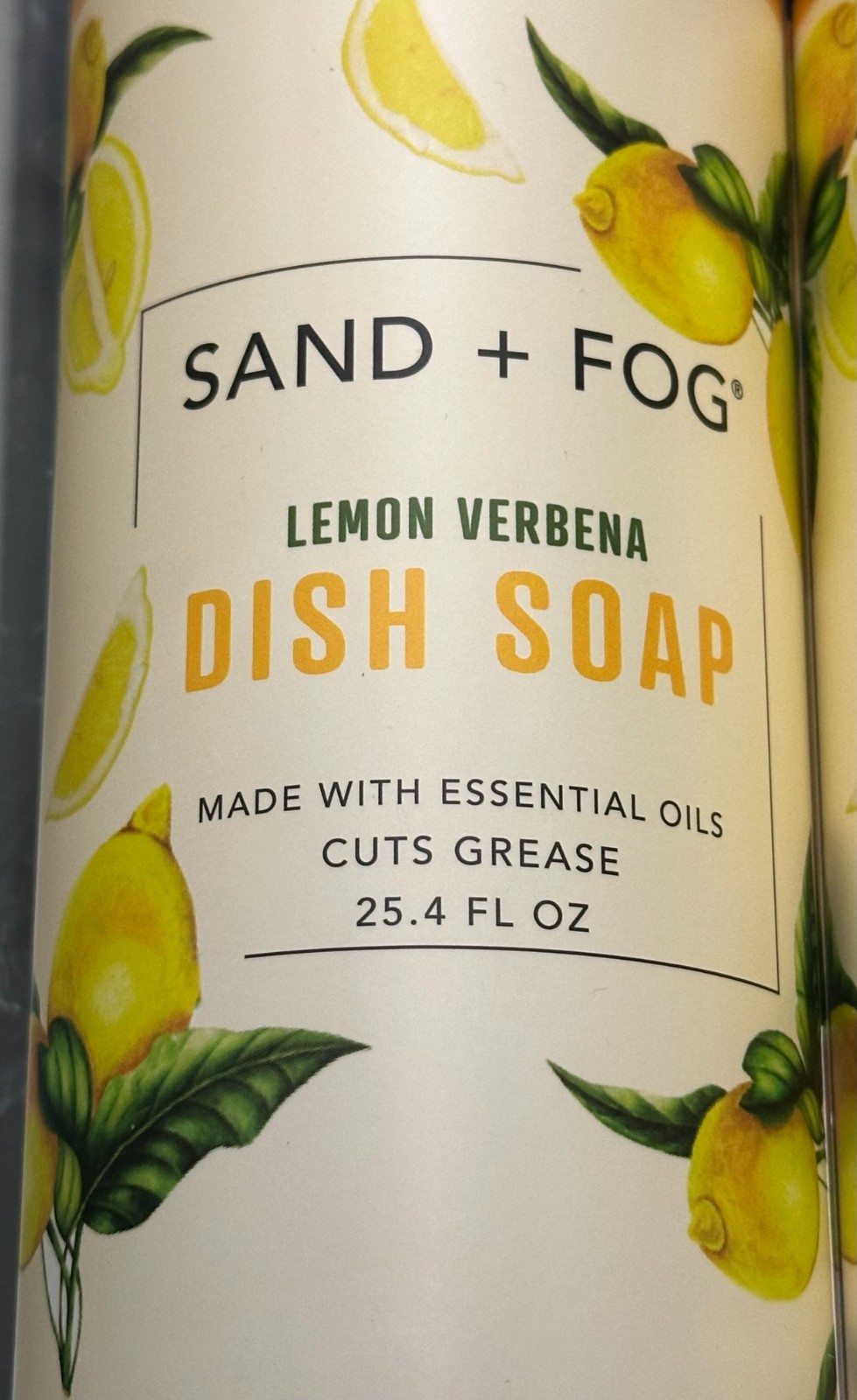 (2-Pack) SAND + FOG™ ~ LEMON VERBENA Scented Essential Oil DISH SOAP Cut Grease