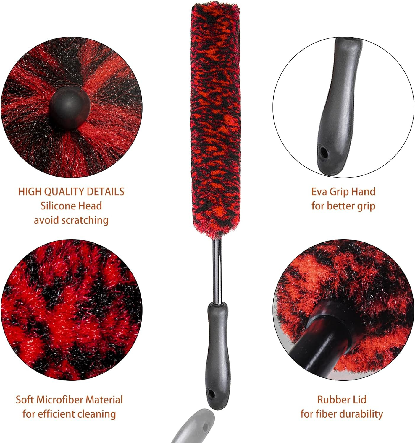 Metal Free Soft Wheel Cleaner Brush, Synthetic Wool Car Cleaning Brush, Highly W