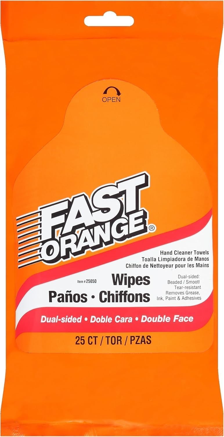 Permatex 25052 Fast Orange Hand Cleaner Wipes 12 Count Heavy Duty Cleaning