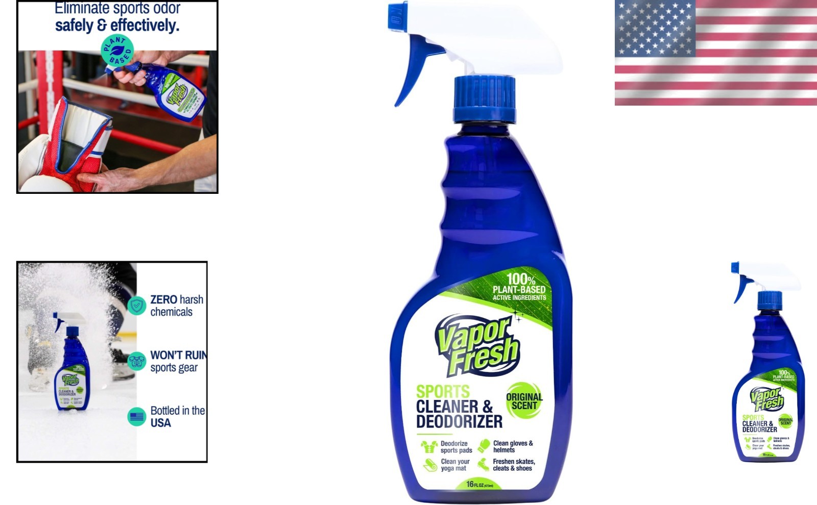 Natural Sports Cleaner & Deodorizer Spray – 16 Fl Oz for Gear & Equipment