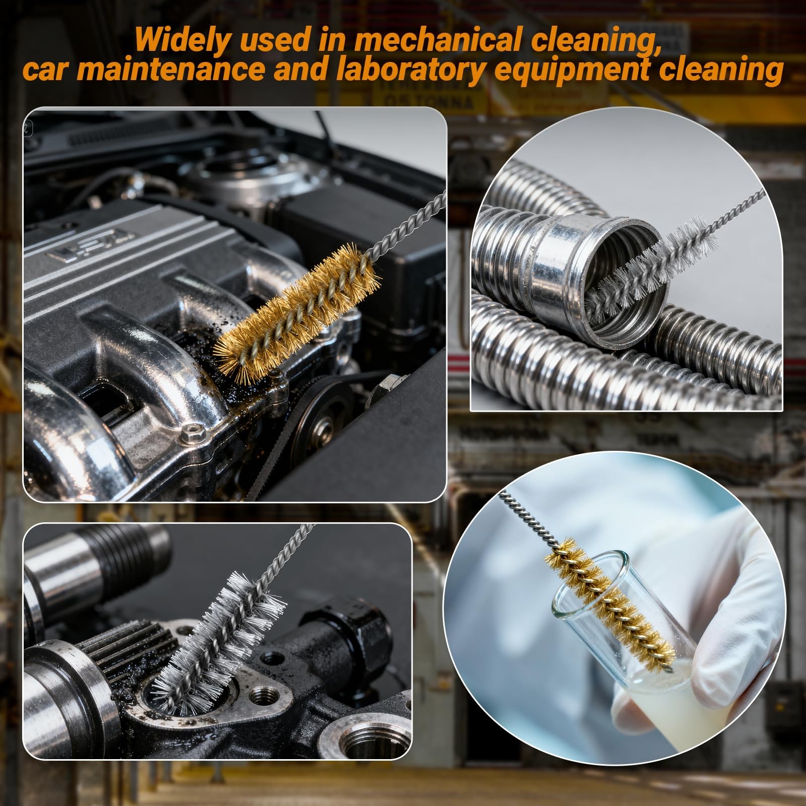 16Pcs Tube Cleaning Brush, Brass Stainless Steel Engine Cleaning Brushes, 12 …