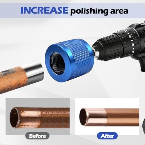 Copper Pipe Cleaner Drill Attachment – 1/2″, 3/4″, 1″ Metal Tube Brushes, 6 Blad