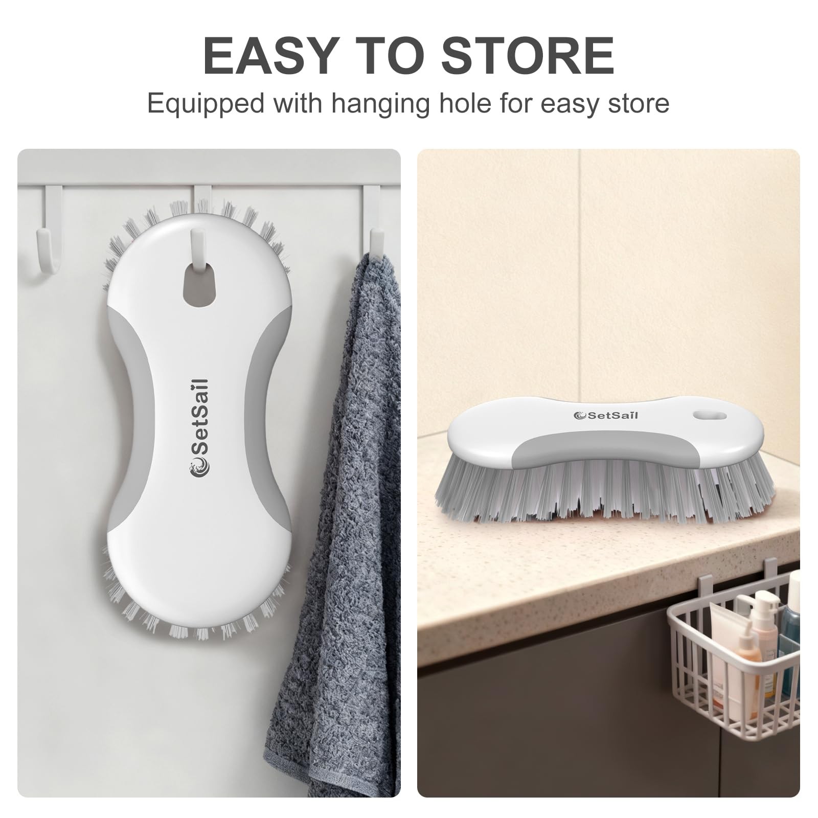 Multi-Purpose Scrub Brush of 2 Pack, Stiff Bristles Cleaning Brush with Non-S…