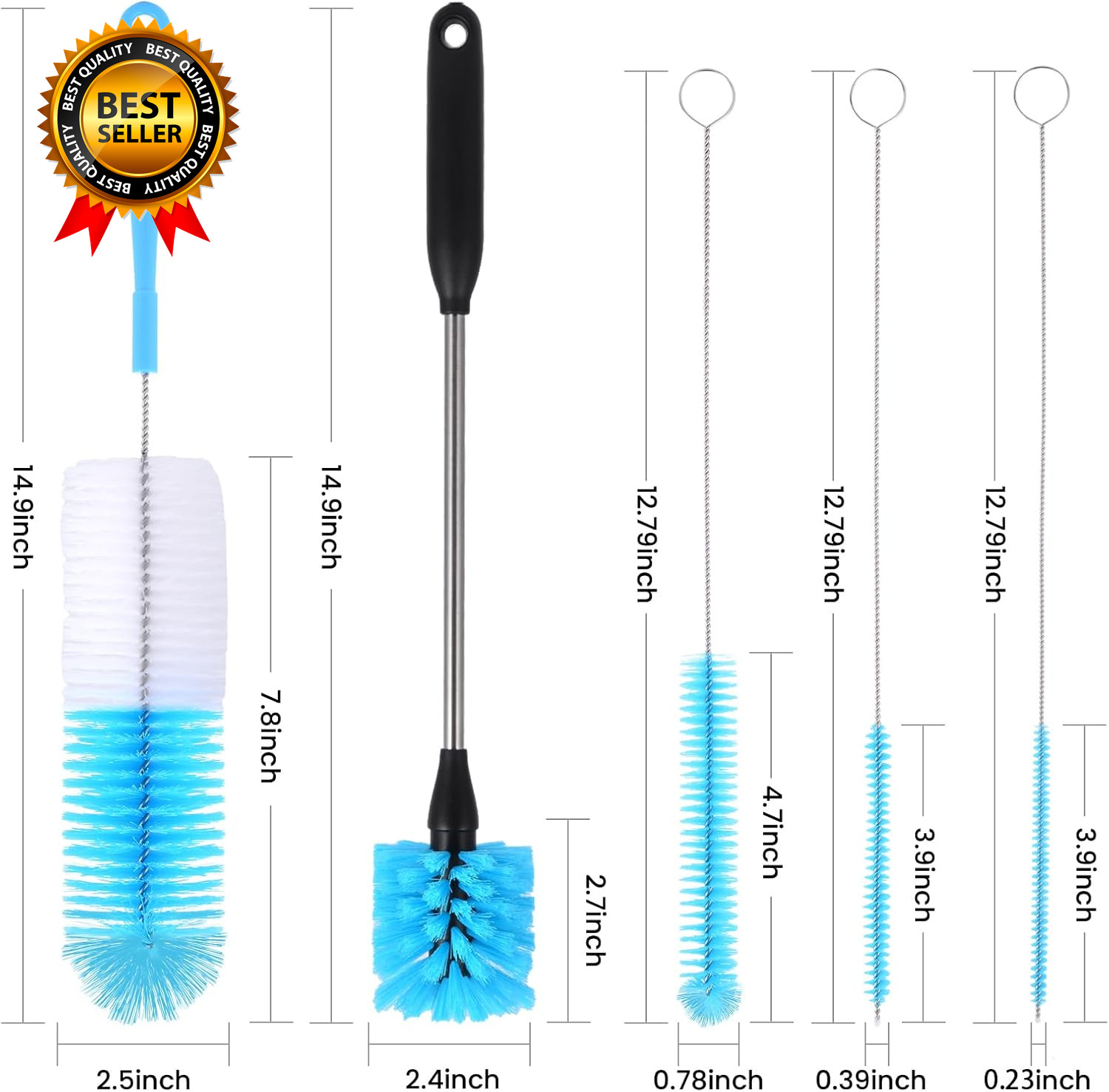 5 Pack Bottle Brush Straw Cleaner Brush Long Handle Water Bottle Scrubbing Brush