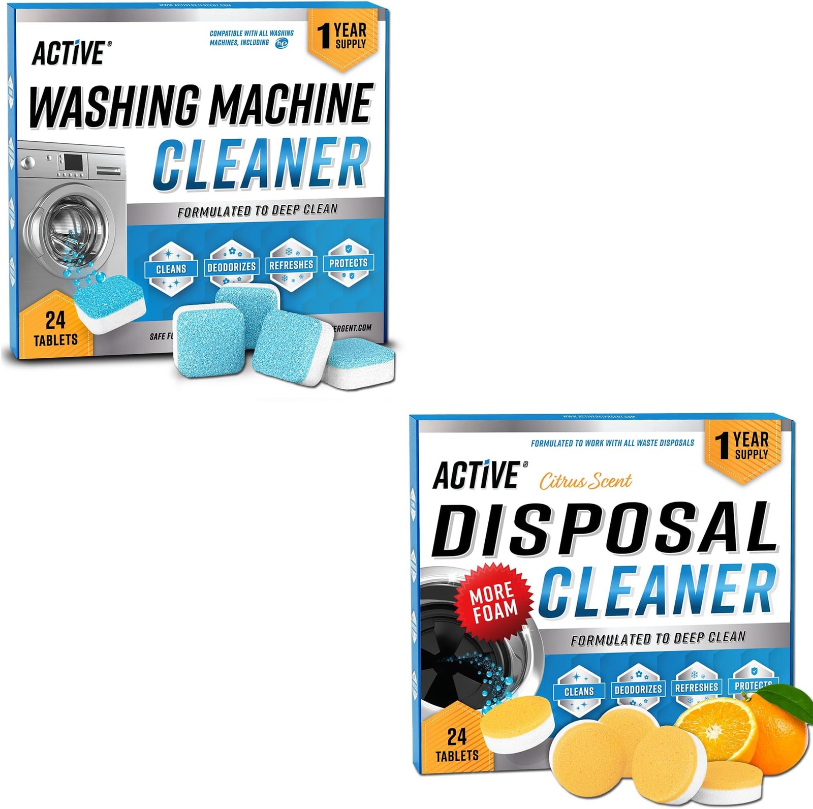 ACTIVE Washing Machine And Disposal Cleaning Tablets 48 Pack – Includes 12 Mo…