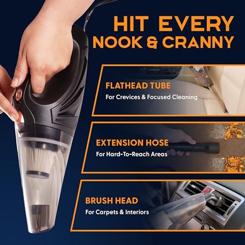 THISWORX Car Vacuum Cleaner – Portable 12V Handheld Auto Interior Detailing Kit