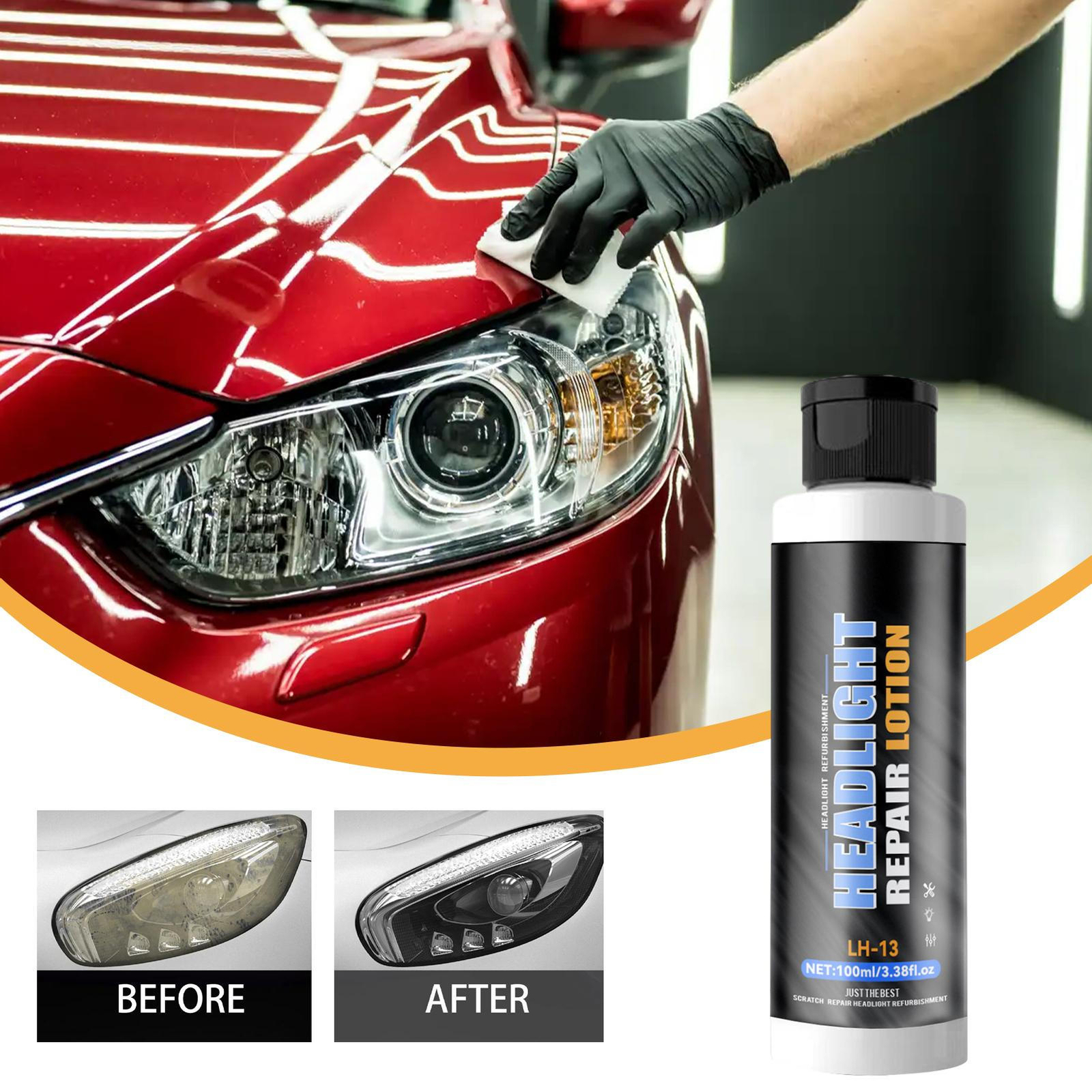 Pro Car Headlight Lens Restoration Repair Kit Polish Cleaner Cleaning Tool 100ml