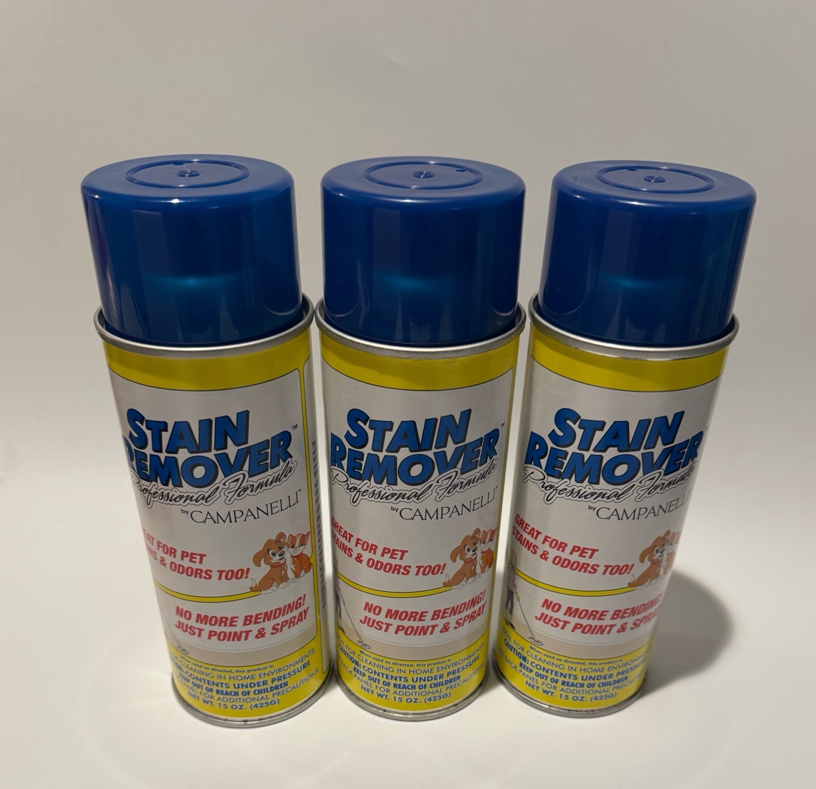 Lot of 3 Campanelli Professional Stain Remover Point & Spray 15 oz Pet Odors New