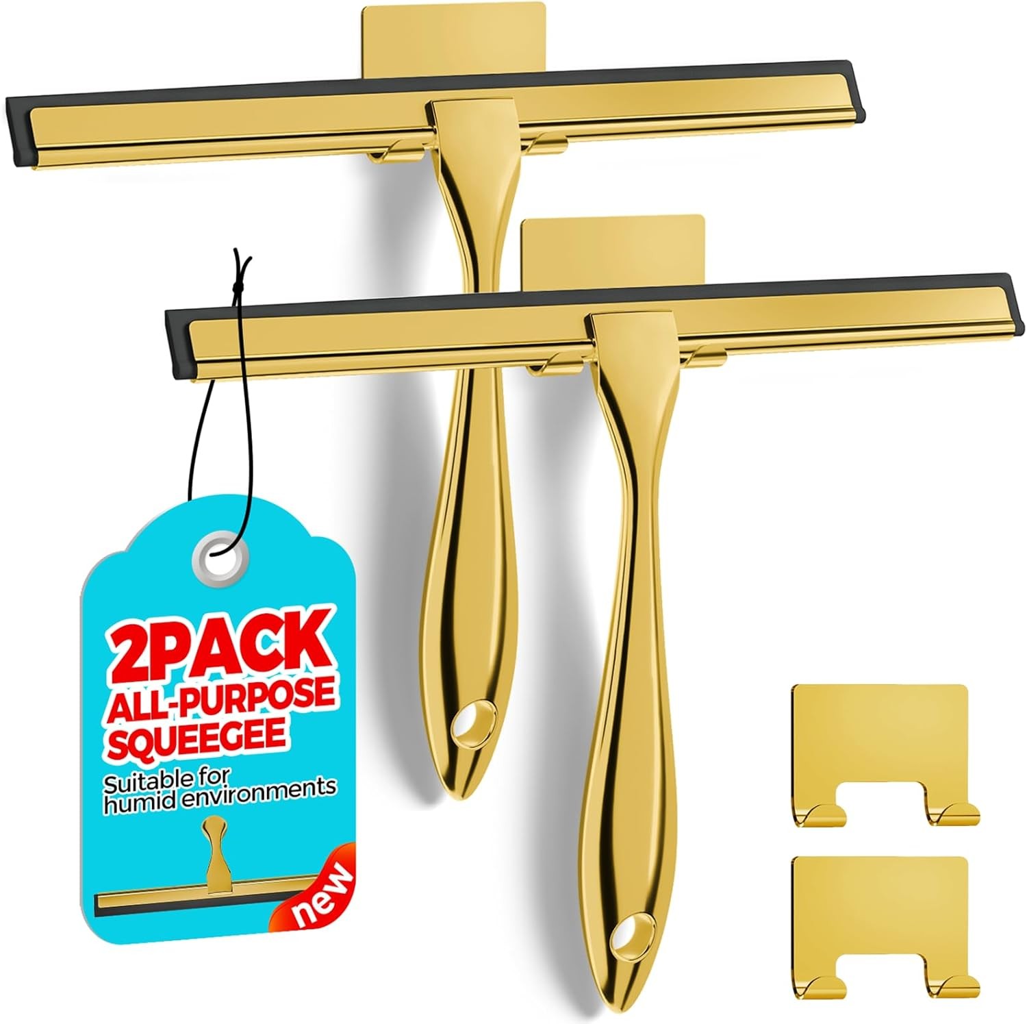 2PACK Shower Squeegee Glass Doors Squeegee Shower Glass，All-Purpose Tile Walls