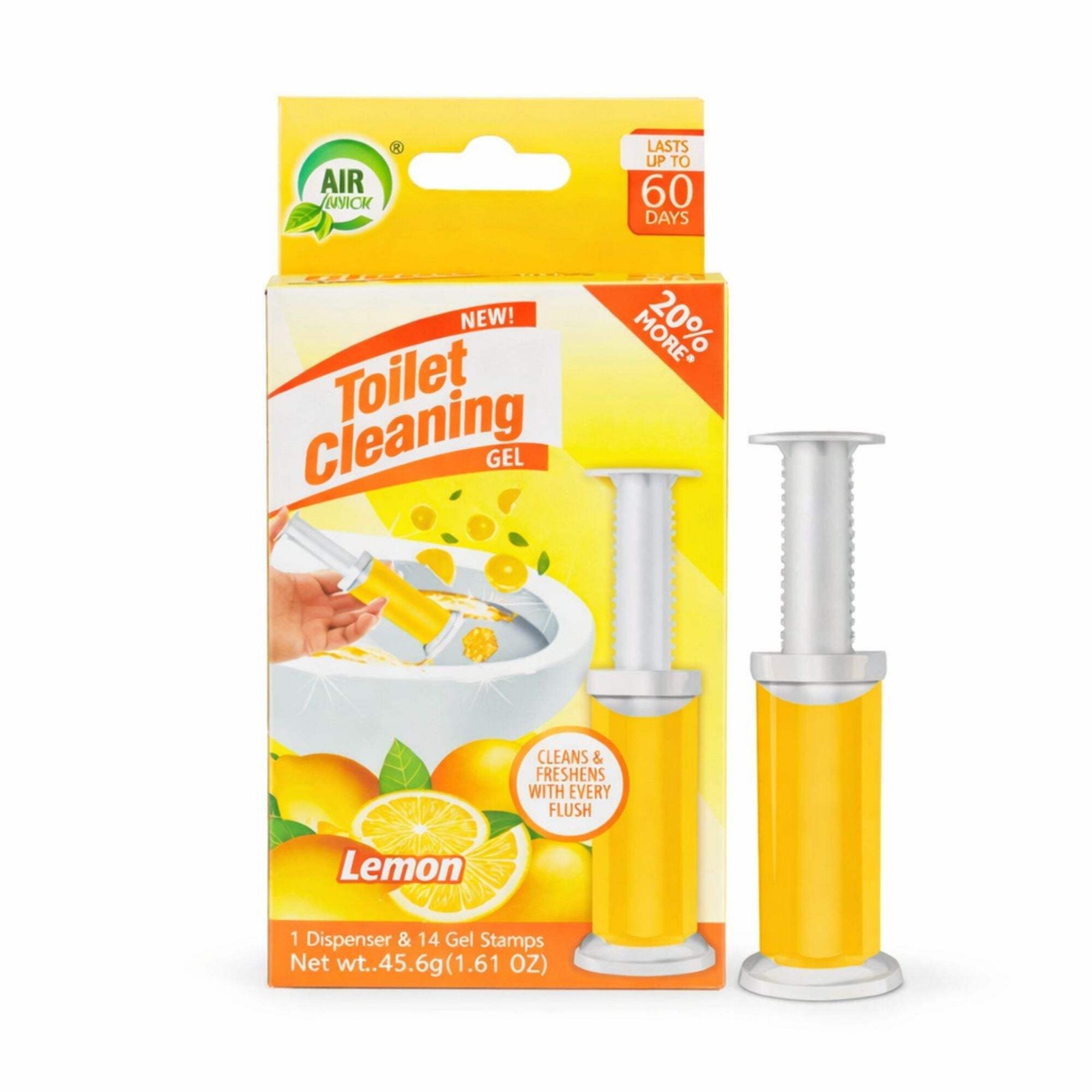 Air Fusion Lemon Scent Toilet Cleaning Gel 14 Stamps 1.61oz 1 Pack