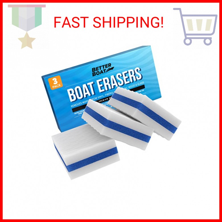 Boat Erasers 3-Pack by Better Boat – Cleaning Sponge for Scuff Marks & Grime, Ma