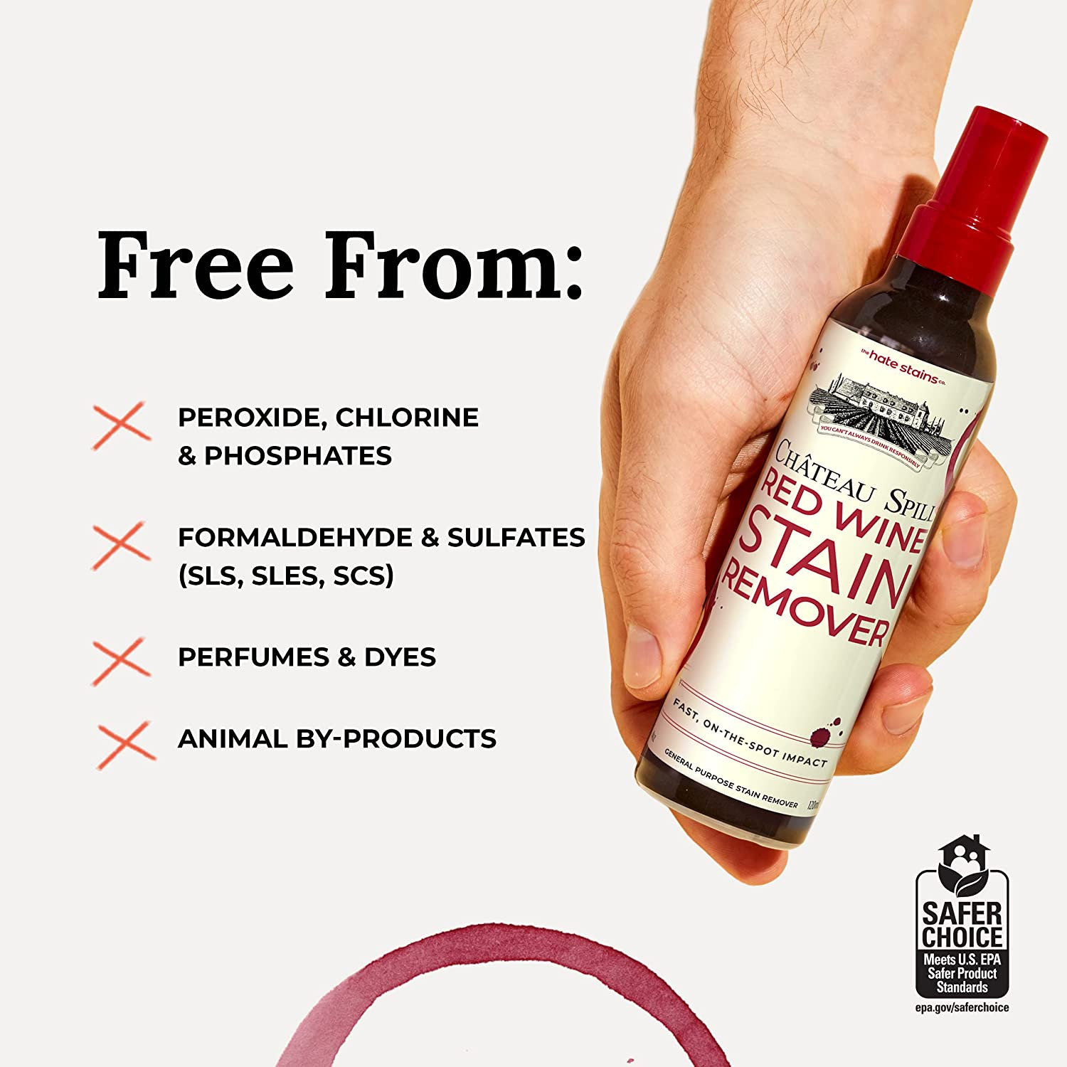 Wine Stain Remover Spray – Laundry Stain Remover Spray – EPA Safer Choice Certif
