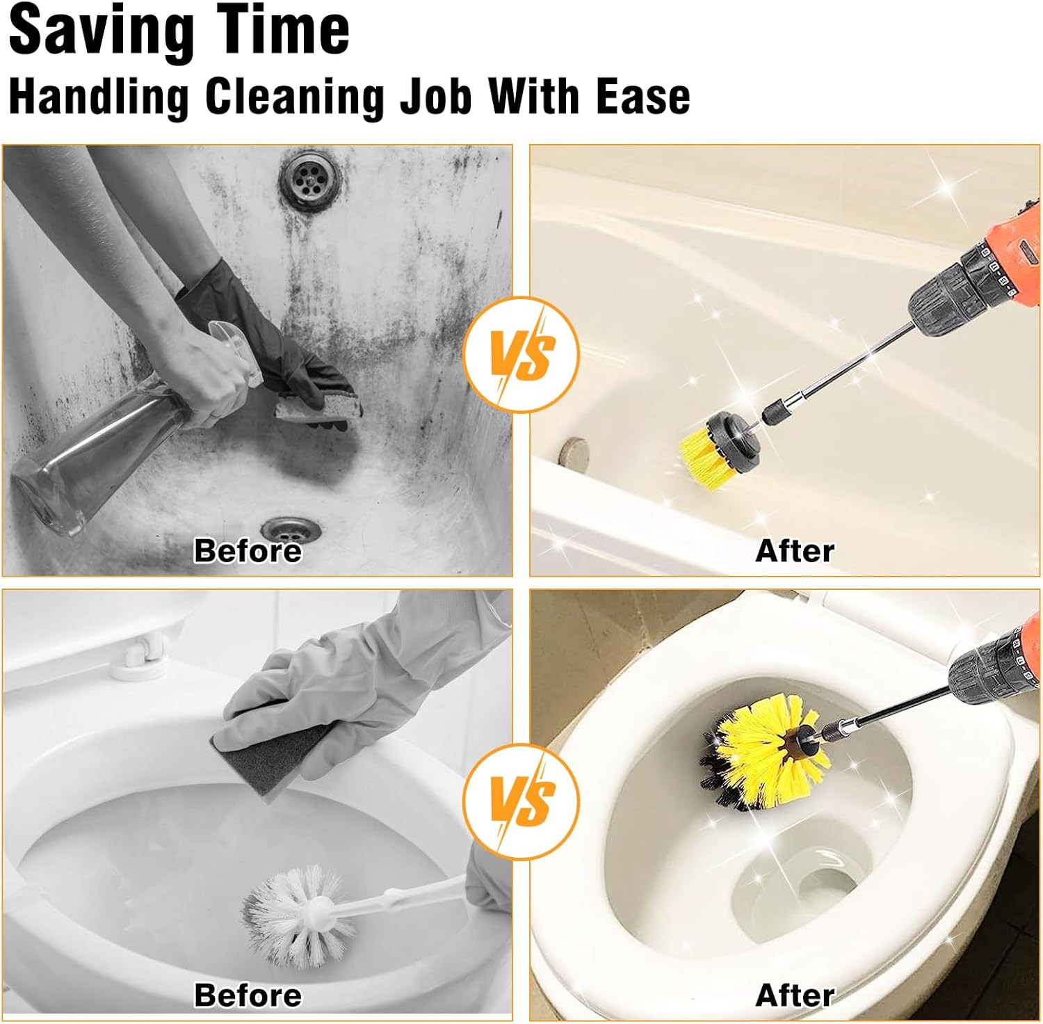 8 Pcs Drill Brush Attachment Set Power Cleaning Scrub Brush Kit with Extend Long