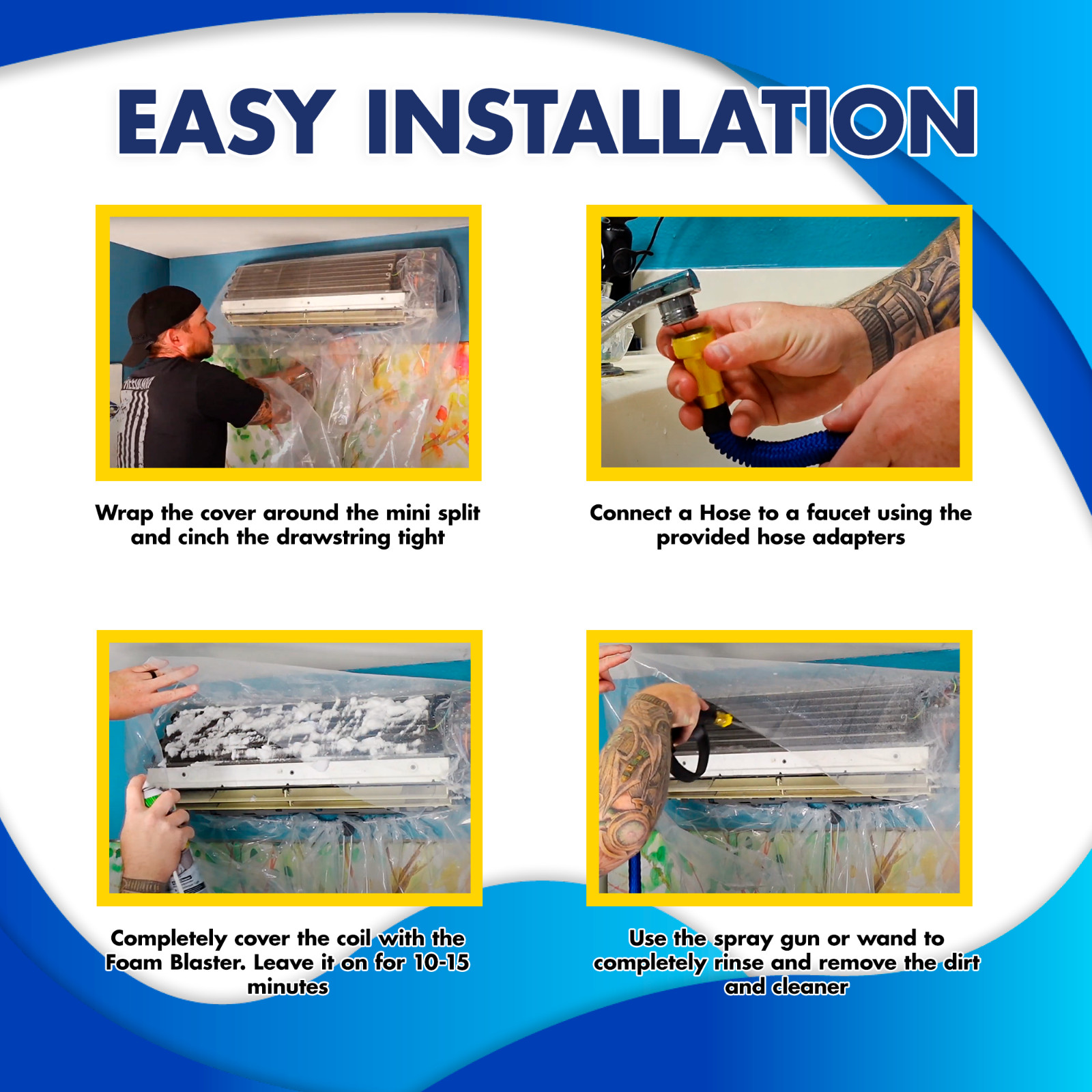 HVAC Guys Mini Split Coil Cleaner Kit w/Cleaner | 360 Degree Waterproof Coverage