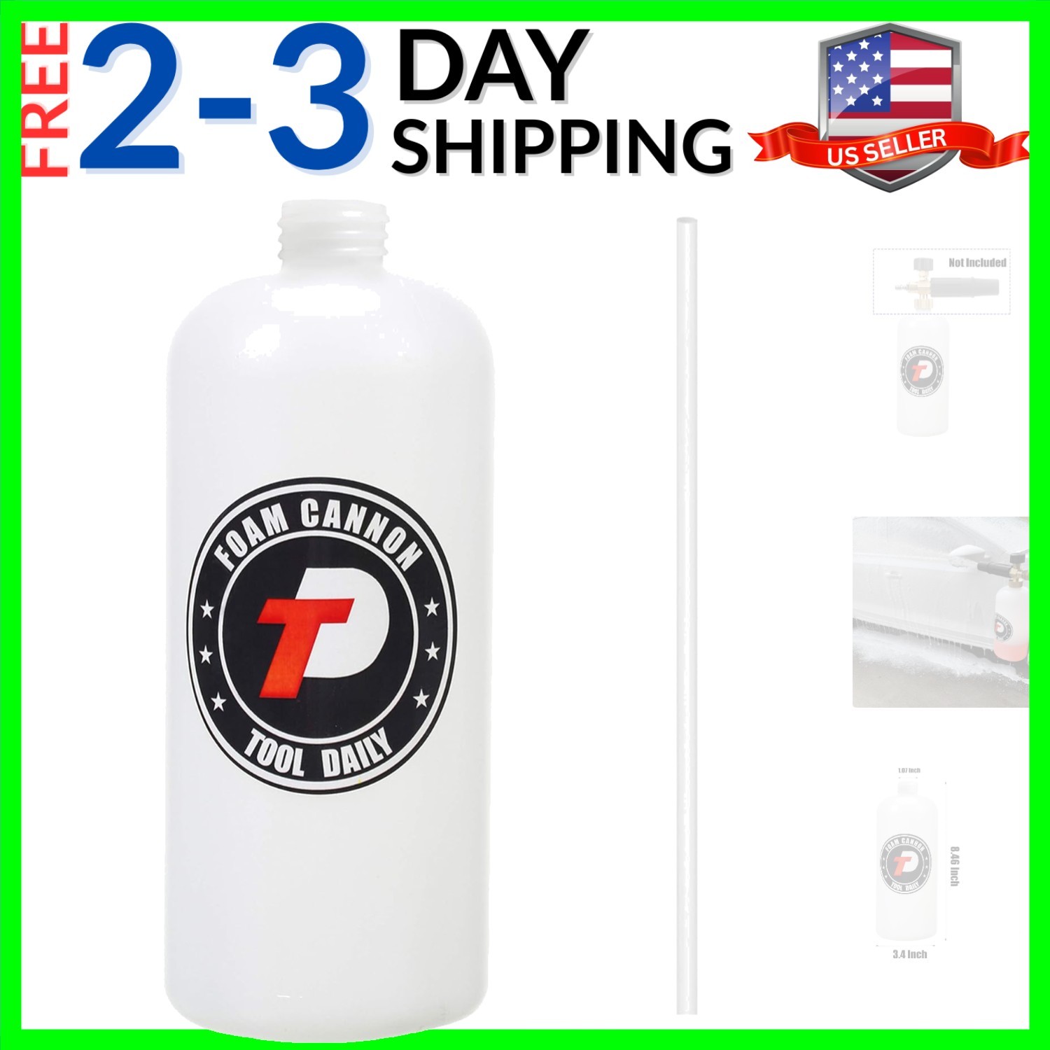 Foam Cannon Bottle with Straw, Replacement Foam Spray Bottle for Car Wash, 1 …