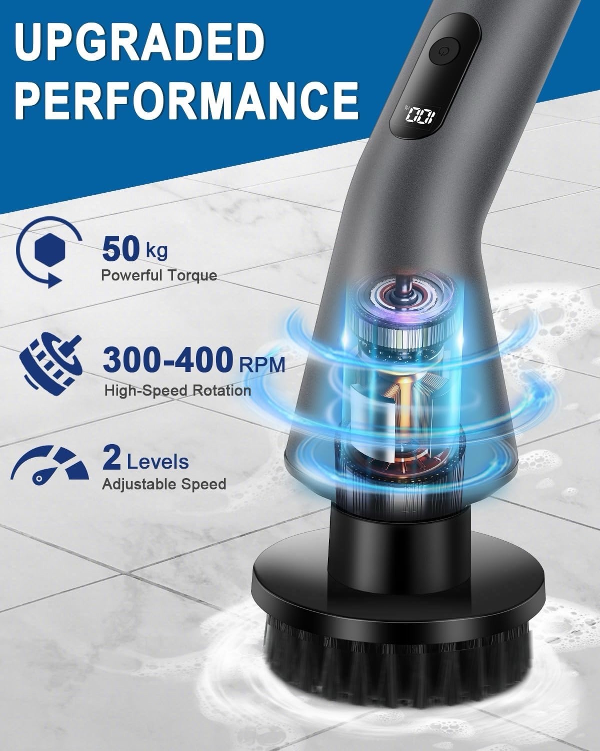 Electric Spin Scrubber -[Upgraded Version] [IPX7 Waterproof] 7 Brush Heads