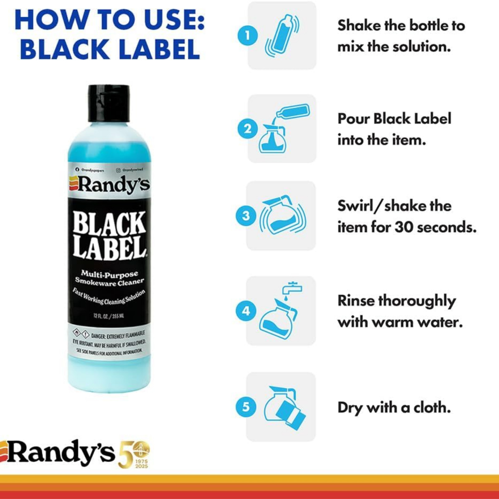 Randys Black Label Cleaner 12oz 6 Pack Glass Top Metal Ceramic Surface Cleaner