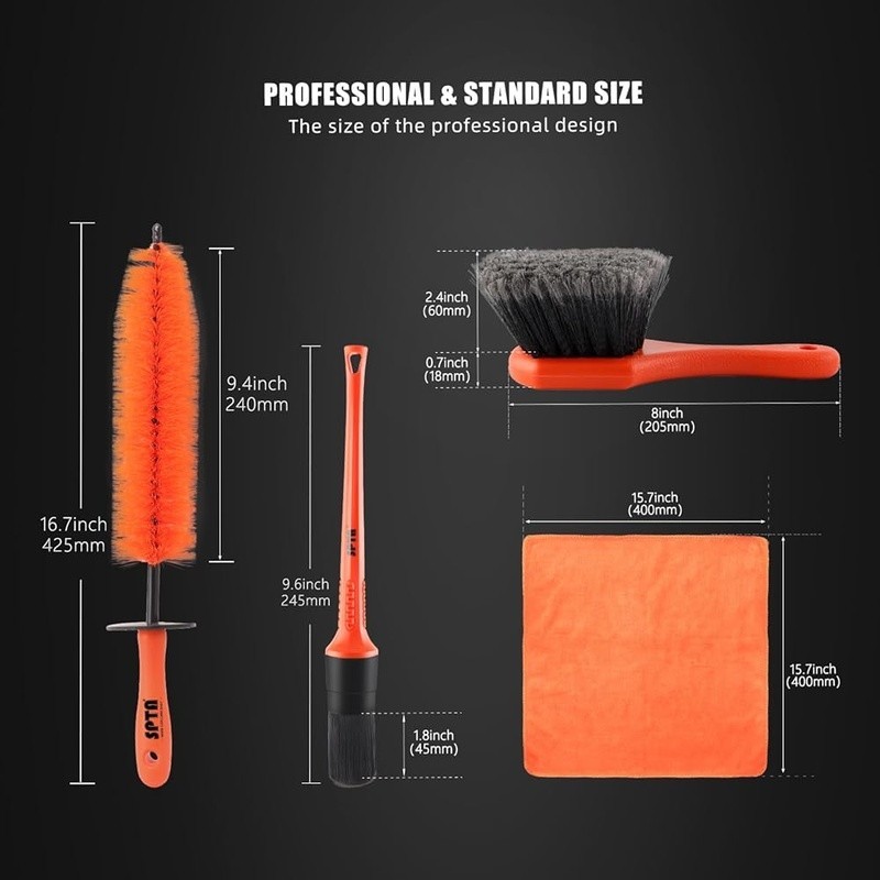 Ergonomic Wheel Tire Brush Kit 7 Pieces Flexible Cleaning Tools Vehicles New