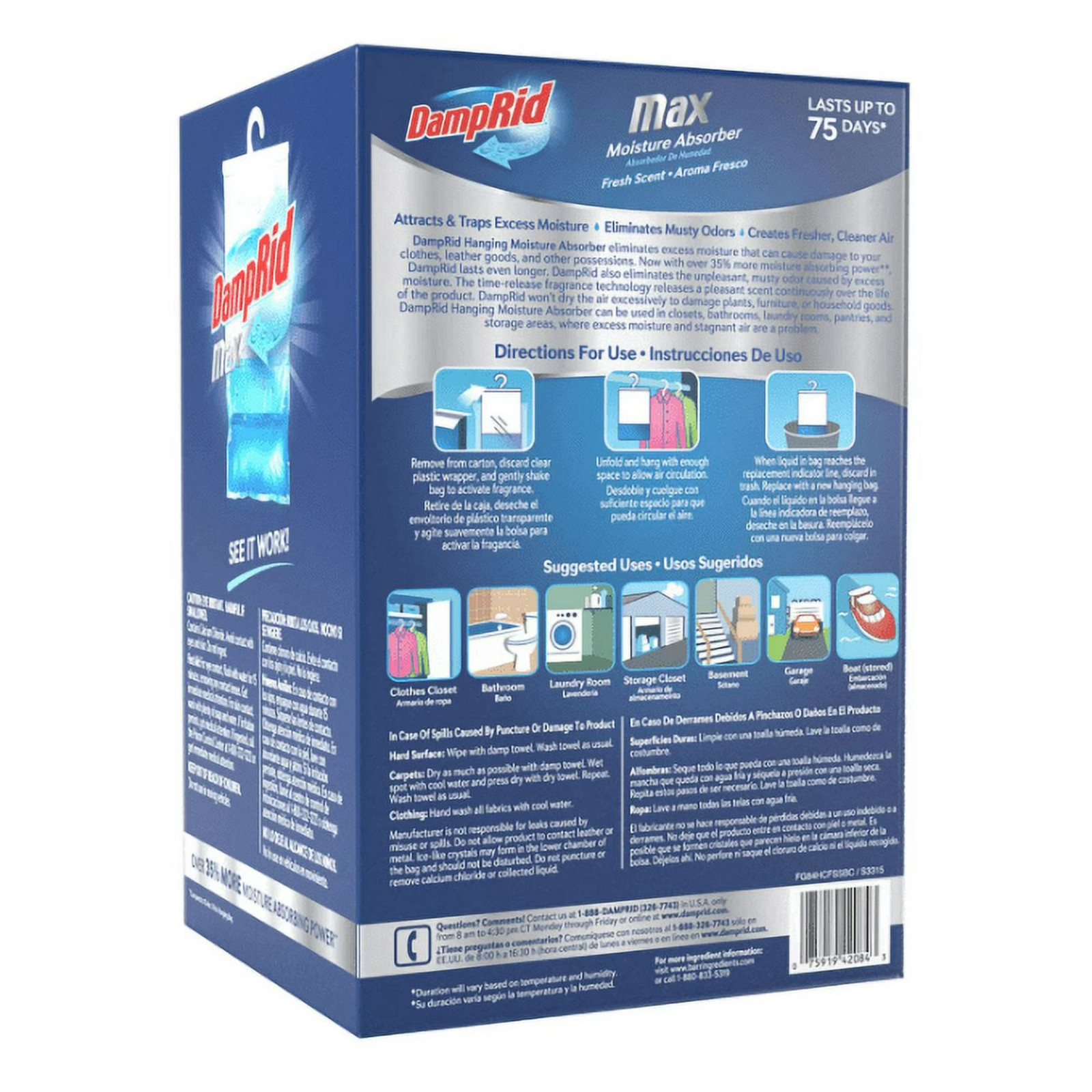 DampRid Max 4-Pack Fresh Scent Moisture Absorbing Hanging Bags