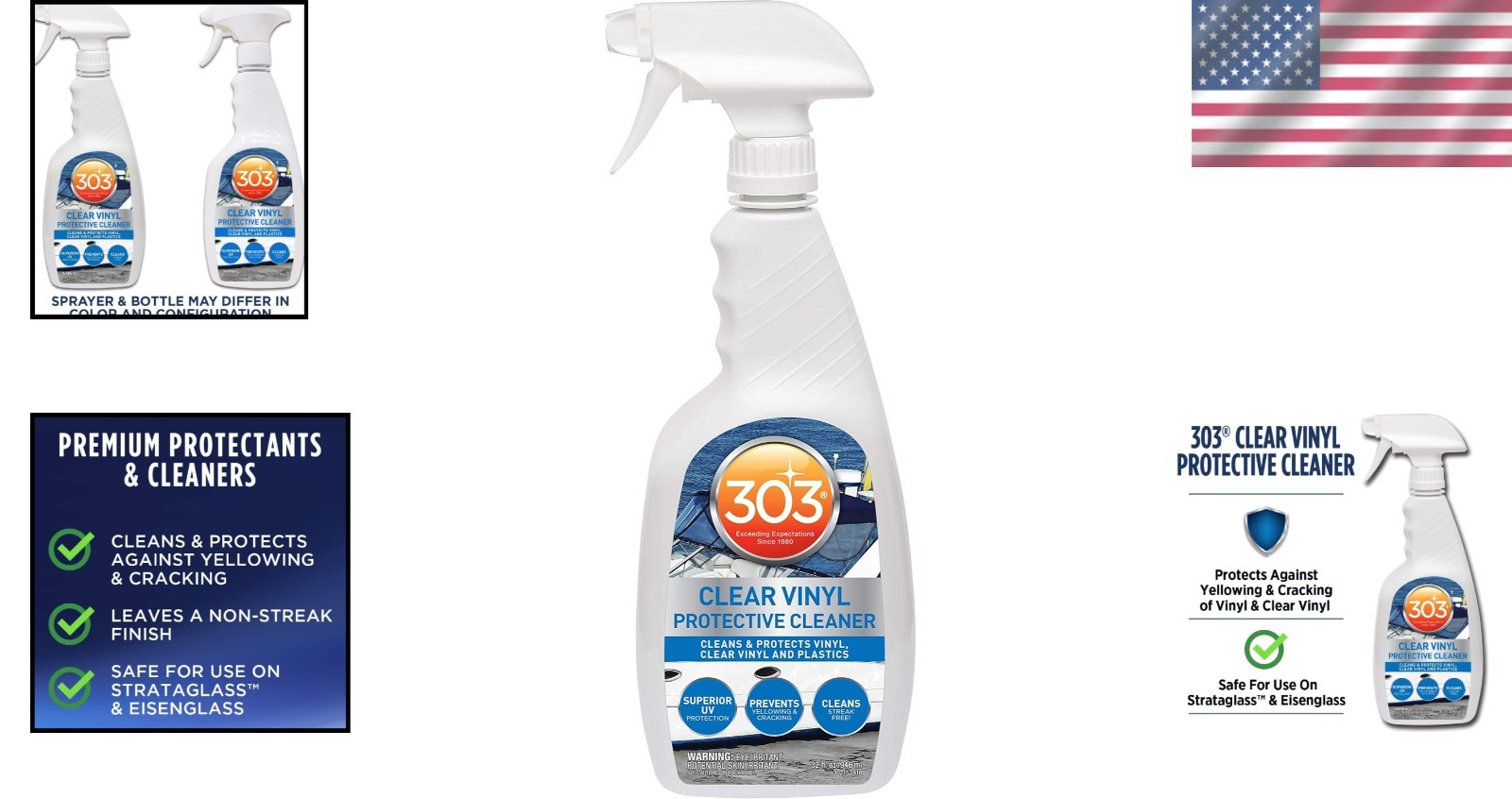 303 Marine Clear Vinyl Cleaner – UV Protection & Yellowing Prevention, 32 oz